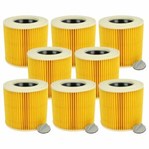 8x Cartucho Filtro vhbw Compatível Kärcher 6.414-789.0 para Aspiradores TackLife, Amarelo/Castanho