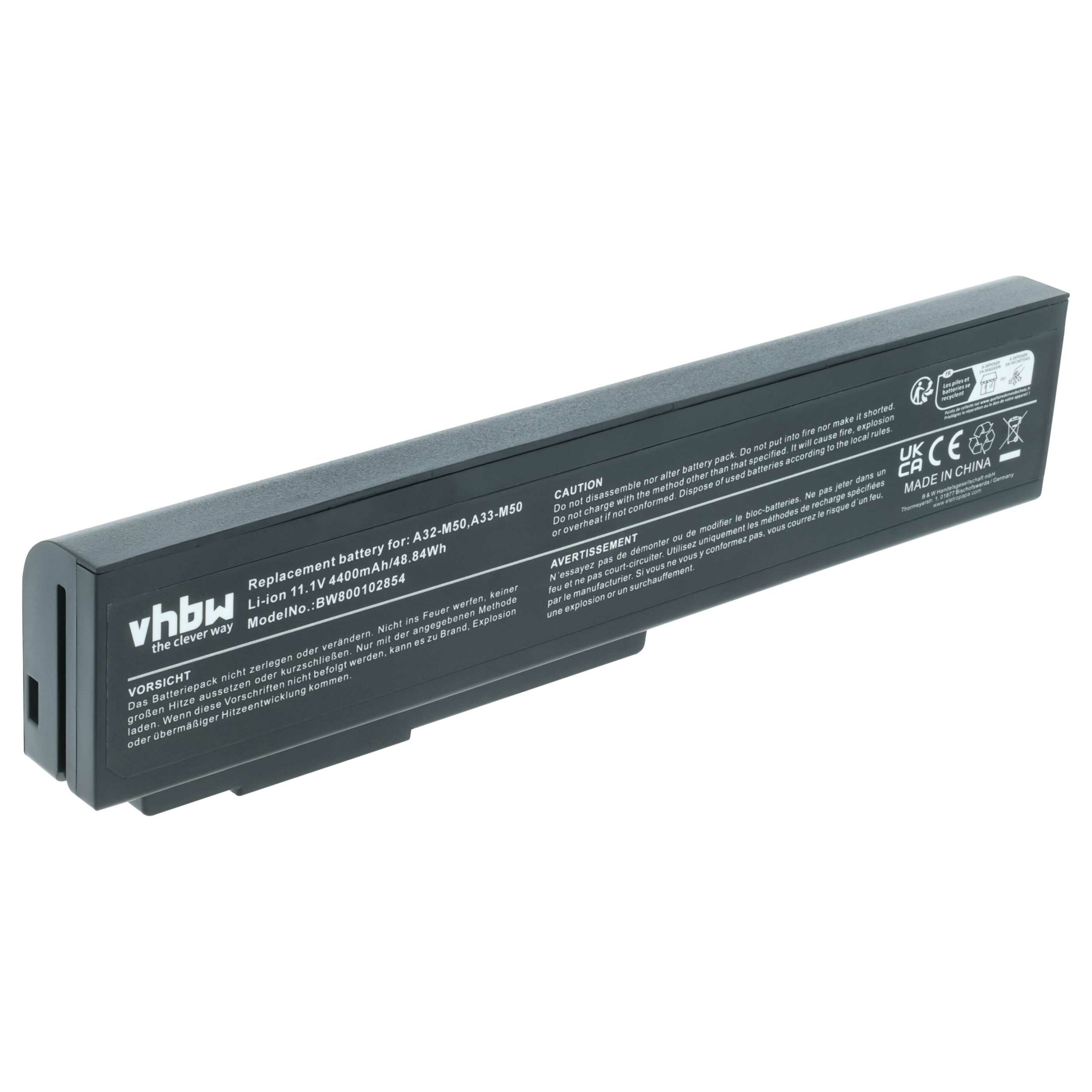 Bateria vhbw para Asus 15G10N373800, 90-NED1B2100Y, A32-M50 - 4400 mAh 11.1V Li-Ion