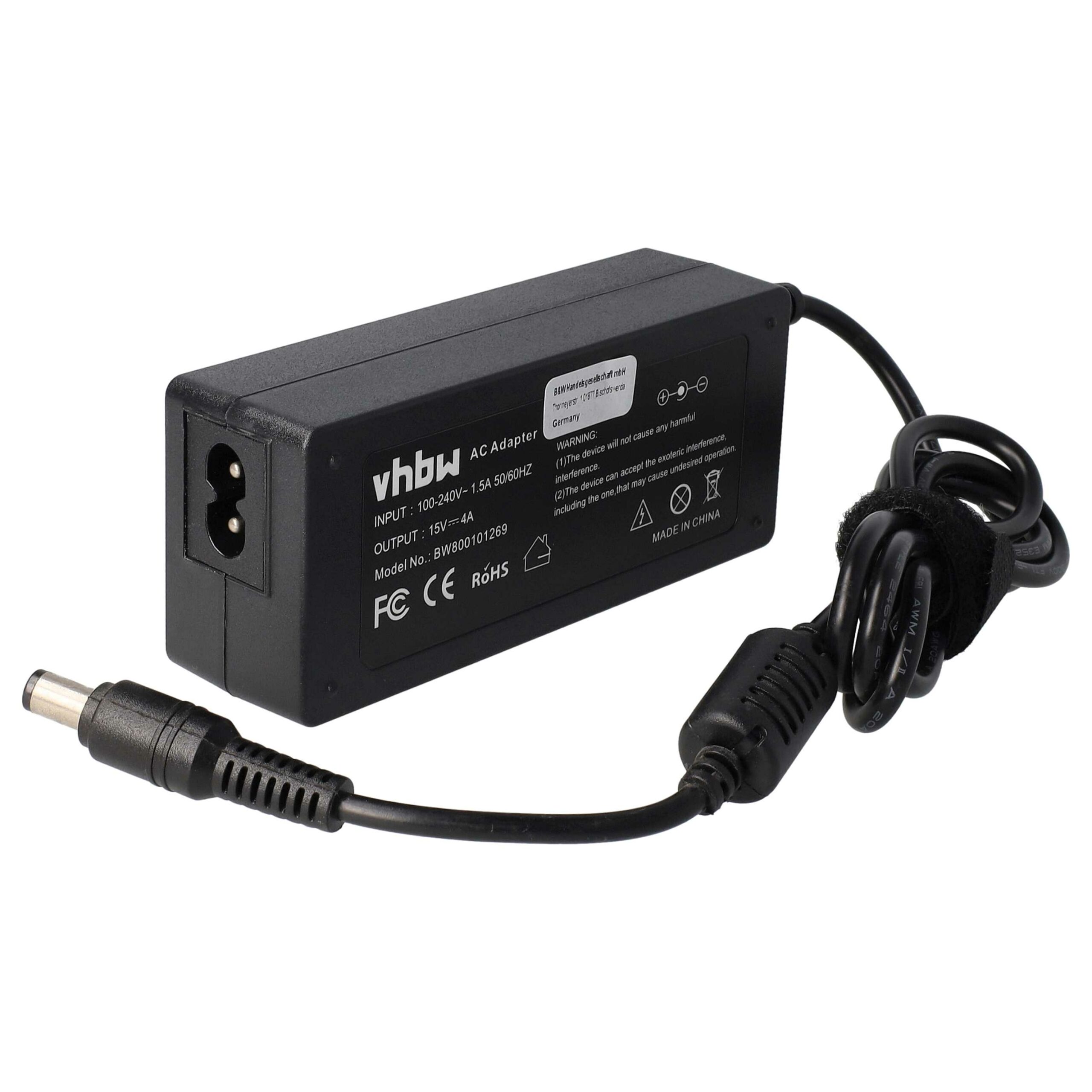 Carregador de Energia para Portátil Toshiba vhbw - Substitui PA2521U, PA2450U, PA3048U, PA2444U - 200 cm, 60 W - Image 3
