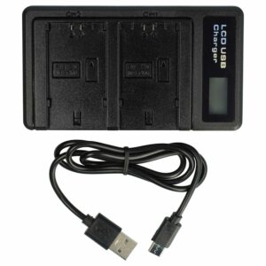 Carregador de Baterias Micro-USB + USB-C vhbw para Câmaras Sony (substitui BC-QZ1)