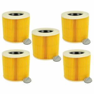 Filtro cartucho vhbw 5x para aspirador TackLife e Kärcher 6.414-789.0, amarelo/castanho