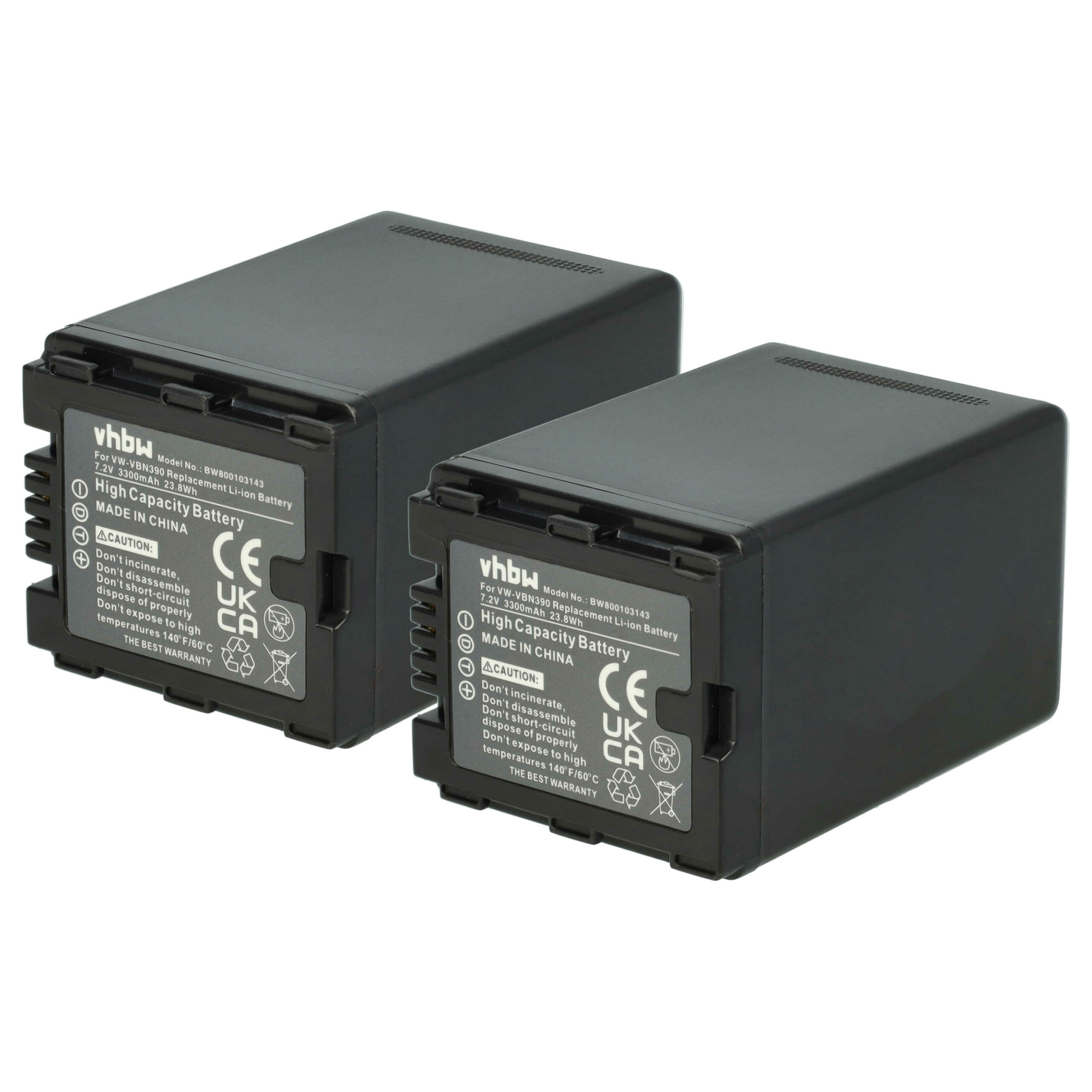 Bateria vhbw para Panasonic VW-VBN260E-K, VW-VBN260E, VW-VBN260 - 3300 mAh 7.2V Li-Ion (Pack 2x)