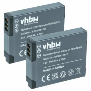 2x Bateria compatível Panasonic DMW-BCM13E, DMW-BCM13PP, DMW-BCM13 - 900mAh, 3.6V, Li-Ion vhbw