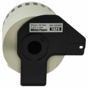Rolo de Etiquetas Compatível com Brother DK-22205 - Premium 62 mm x 30.48 m + Suporte