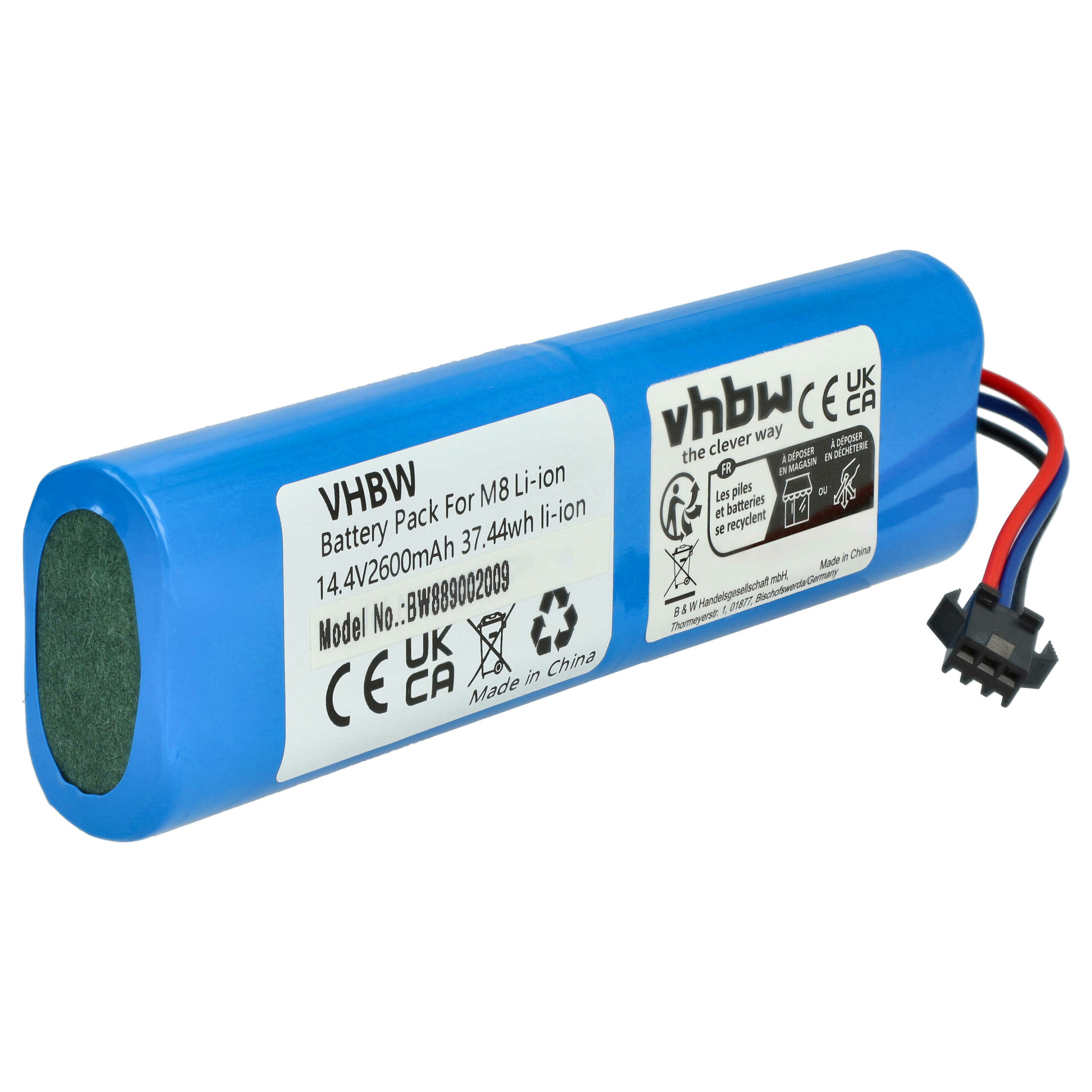 Bateria vhbw 2600mAh 14.4V Li-Ion para Proscenic M7 Pro, M8 Pro, Lydsto R1, Roidmi Eve Plus e outros robôs aspiradores