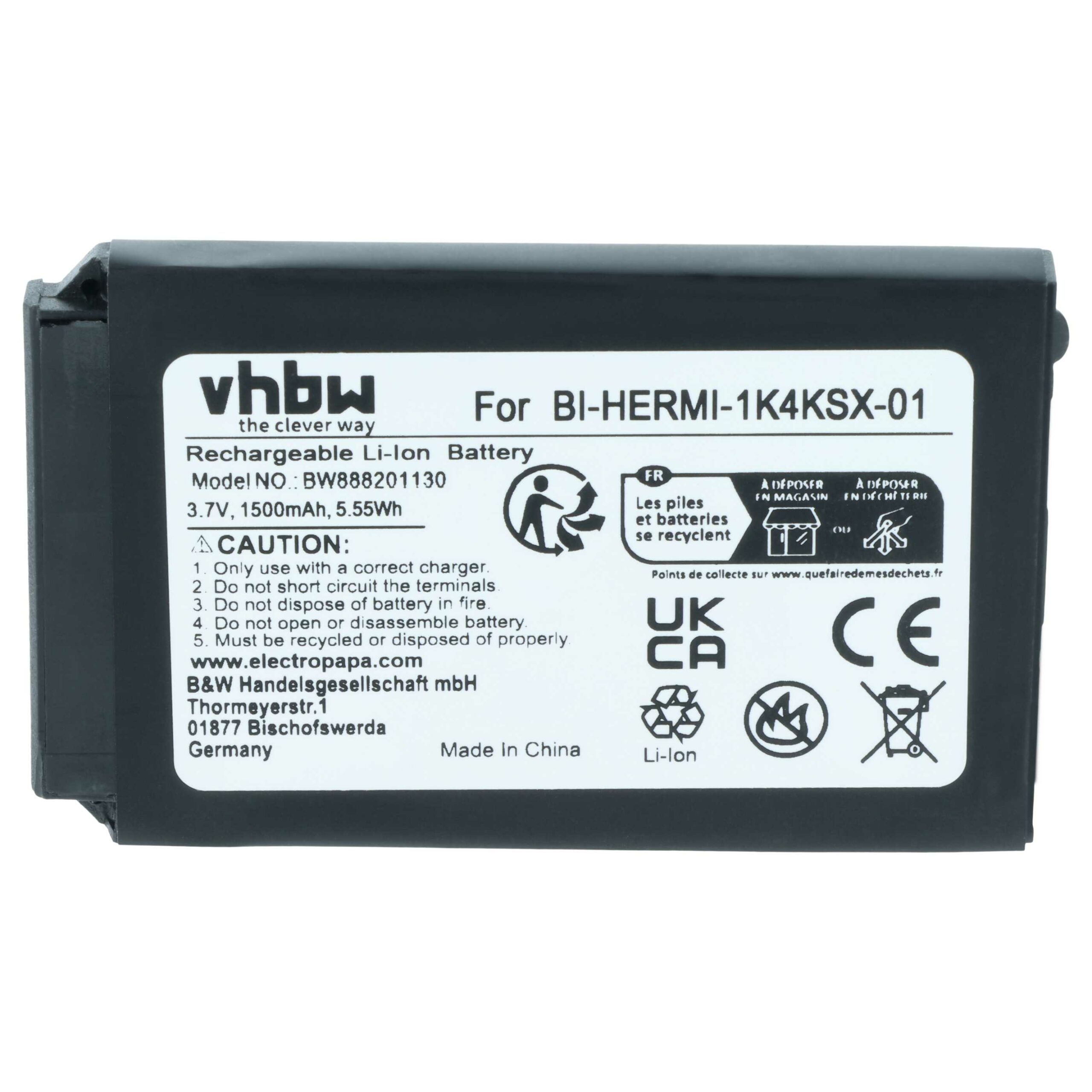 Bateria vhbw para telefone Cisco BI-HERMI-1K4KSX-01 - 1500 mAh 3.7 V Li-Ion - Image 3