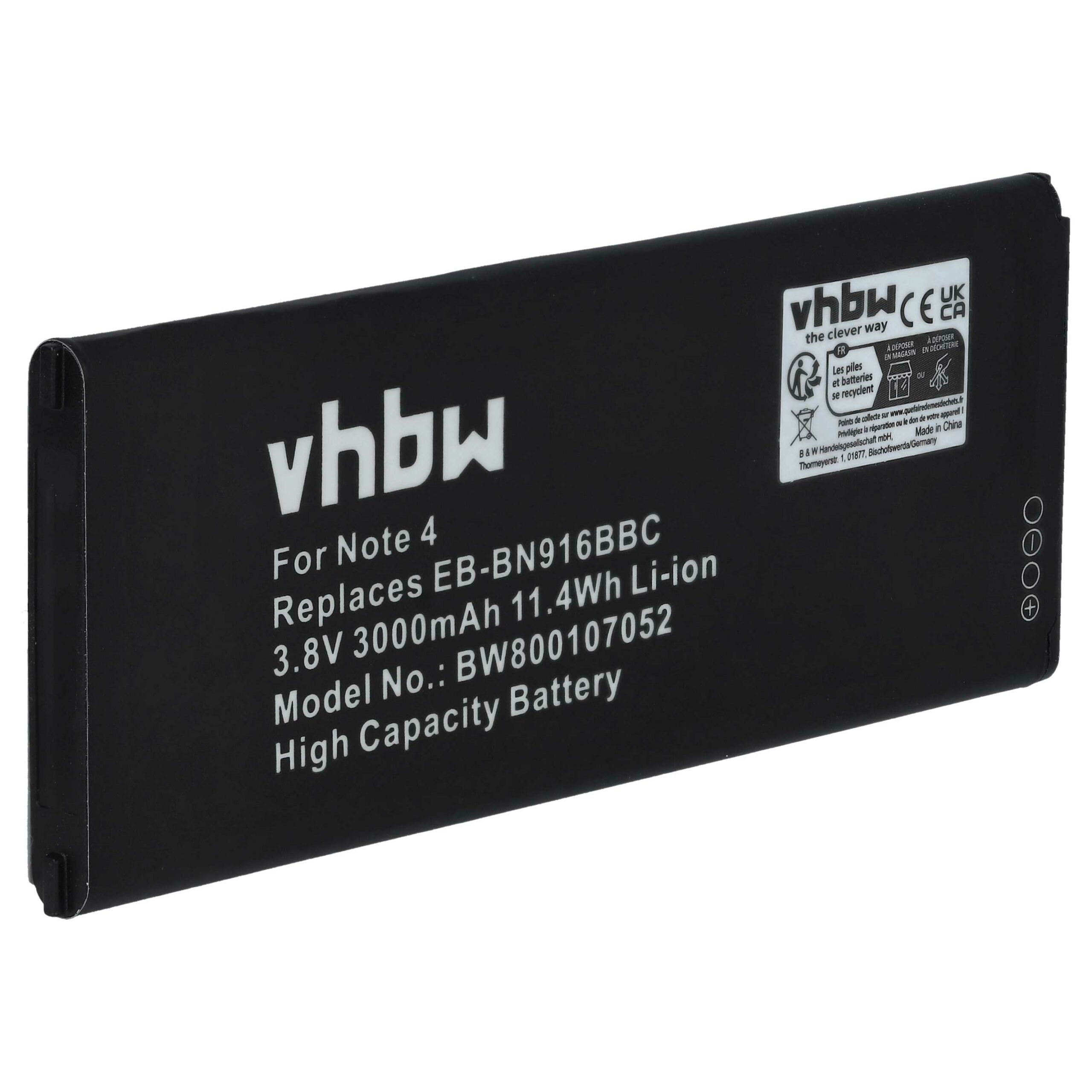 Bateria para Telemóvel Compatível Samsung EB-BN910BBK, EB-BN910BBU, EB-BN910BBT - 3000 mAh 3.8 V Li-Ion vhbw