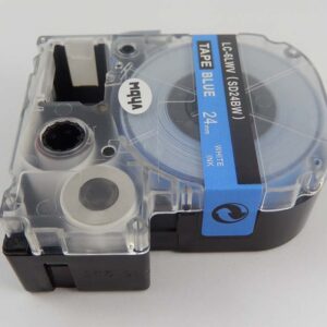 Fita de Etiquetas compatível com Epson LC-6LWV - 24 mm Branco sobre Azul
