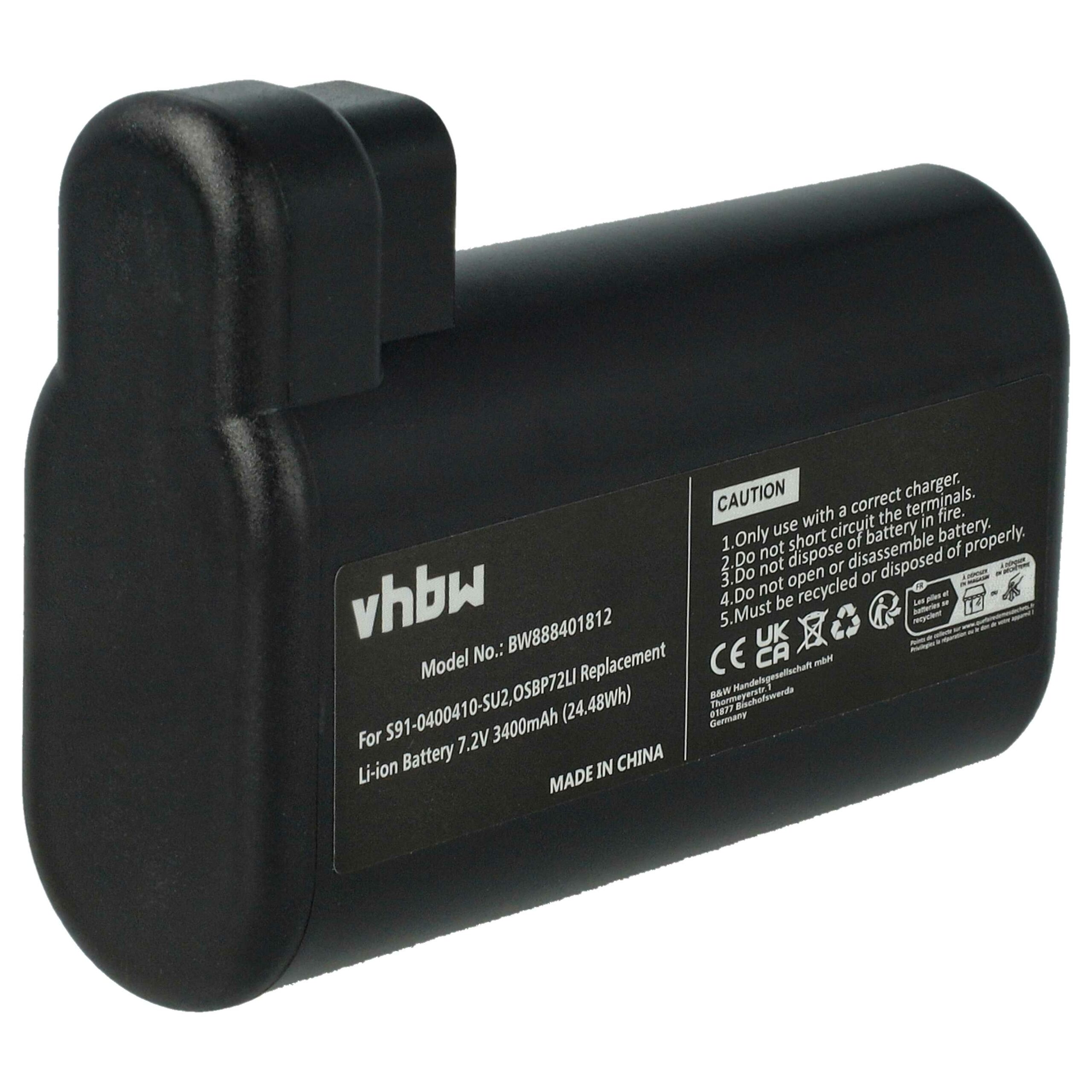 Bateria vhbw para Electrolux AEG S91-0400410-SU2, OSBP72LI - 3400mAh, 7.2V, Li-Ion
