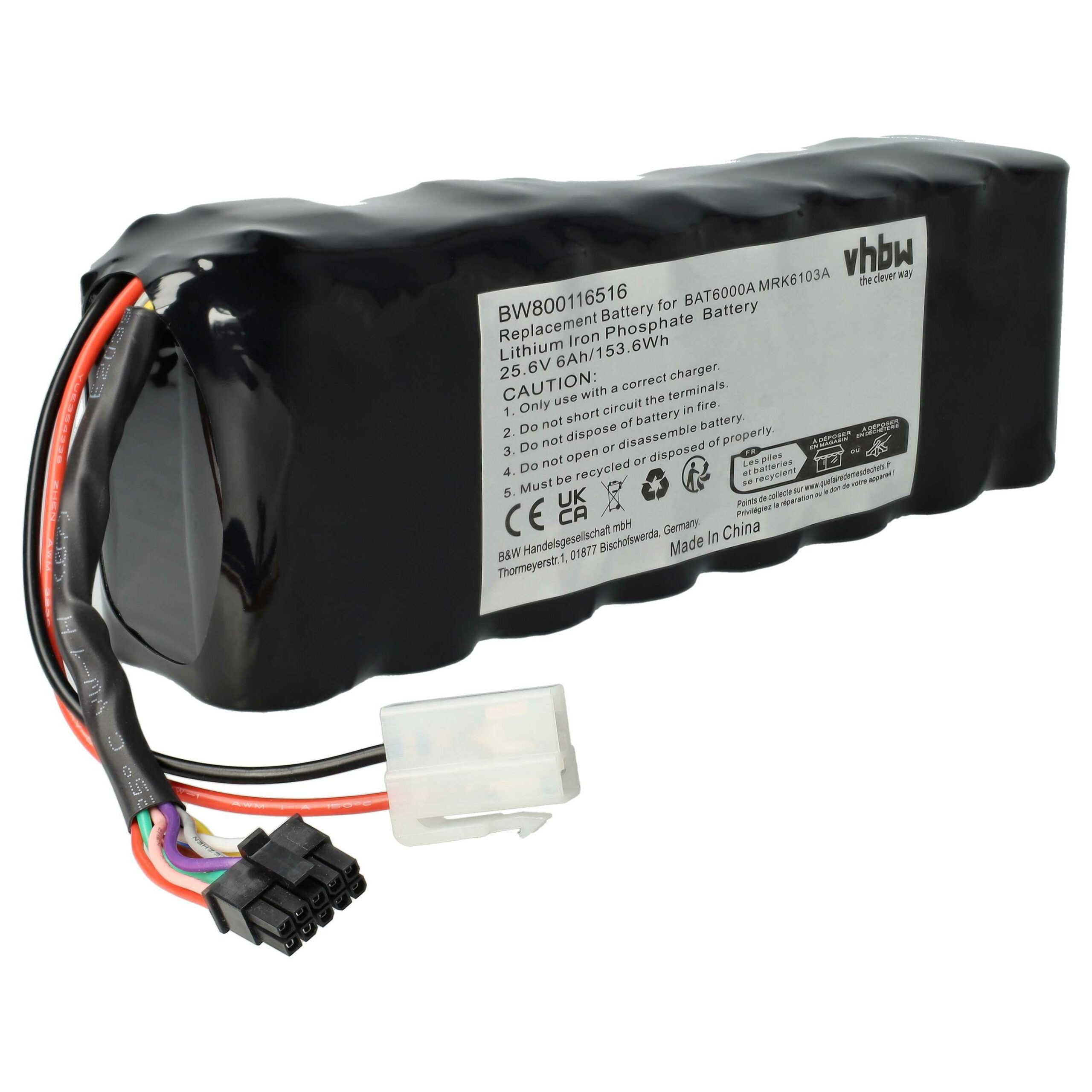 Bateria vhbw 6000mAh 25.6V Li-ion para Wolf Garten / Robomow / Cub Cadet (MRK6103A, MRK6105A, BAT6001B, BAT6000A, BAT6000C)