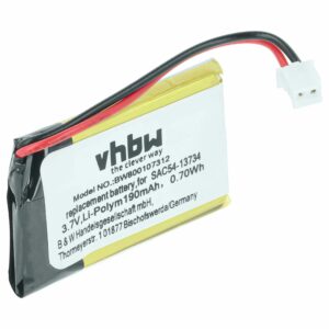 Bateria vhbw compatível com Sportdog SAC54-13734 - 190 mAh 3.7 V Li-polymer