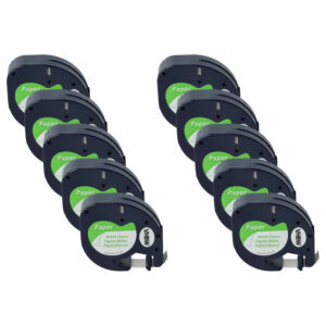 10x Fita de Etiquetas vhbw para Dymo 91200, S0721520 - 12 mm Preto em Branco