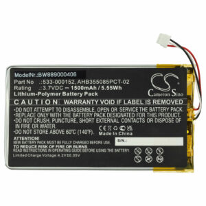 Bateria de Substituição para Teclado Logitech Sem Fio - 1500 mAh 3.7V Li-polymer (533-000152, 533-000204)