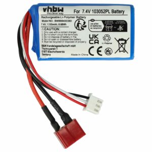 Bateria vhbw 1200 mAh 7.4V Li-polymer para Modelos Telecomandados - Conector T-System AWG16