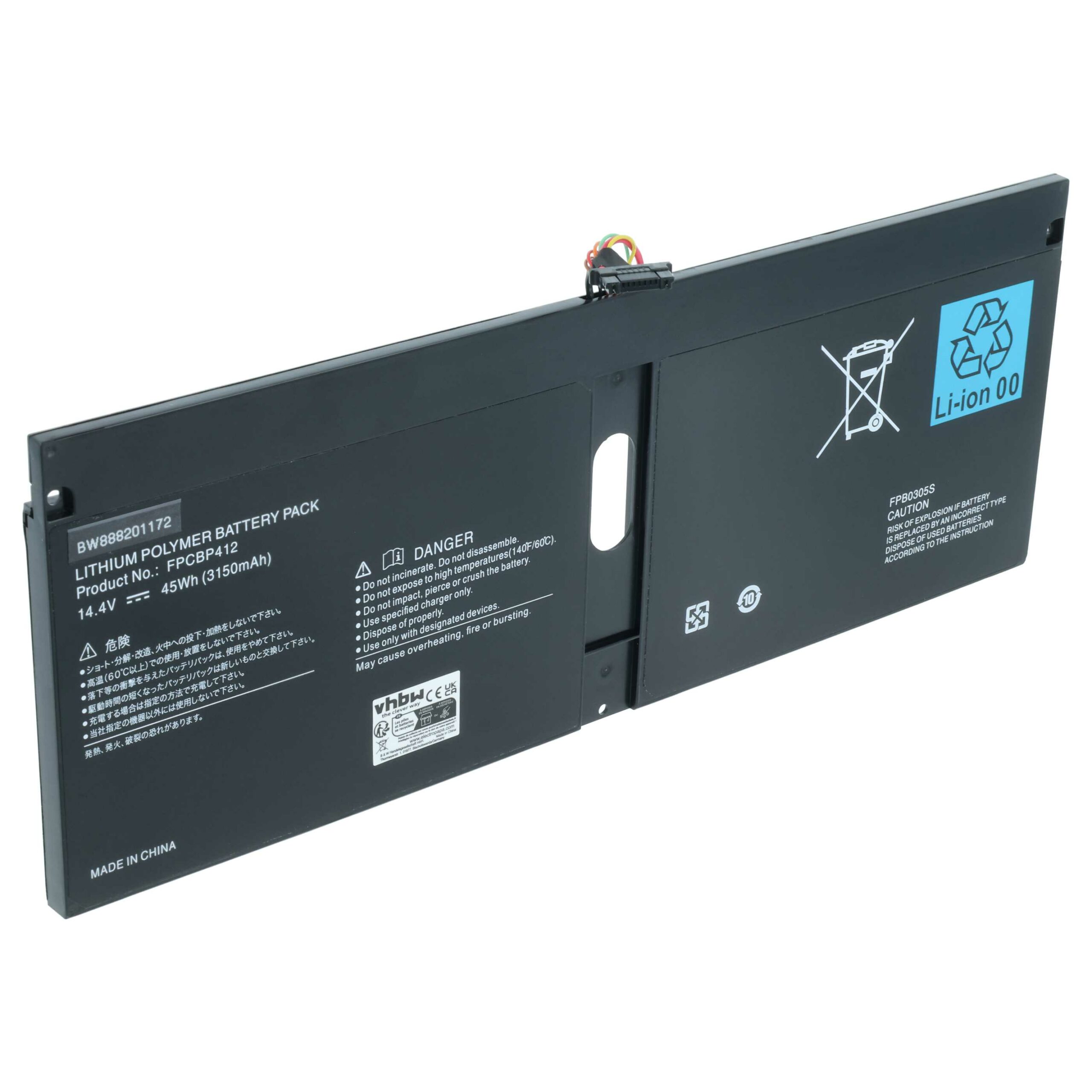 Bateria vhbw para Fujitsu FPCBP412, FPB0305S - 3050 mAh 14.4 V Li-polymer
