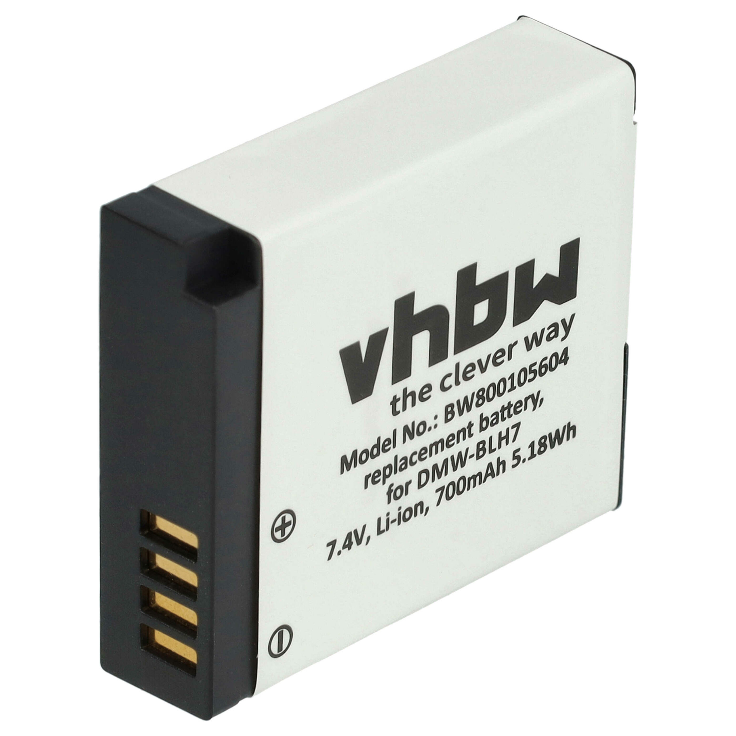 Bateria vhbw compatível com Panasonic DMW-BLH7E, DMW-BLH7, DMW-BLHPP, DMW-BLH7PP - 600mAh, 7.2V, Li-Ion com chip de informação