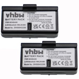 Bateria vhbw 2x para Auscultadores Sem Fios Sennheiser BA90, E90, E180 - 60 mAh 2.4 V NiMH