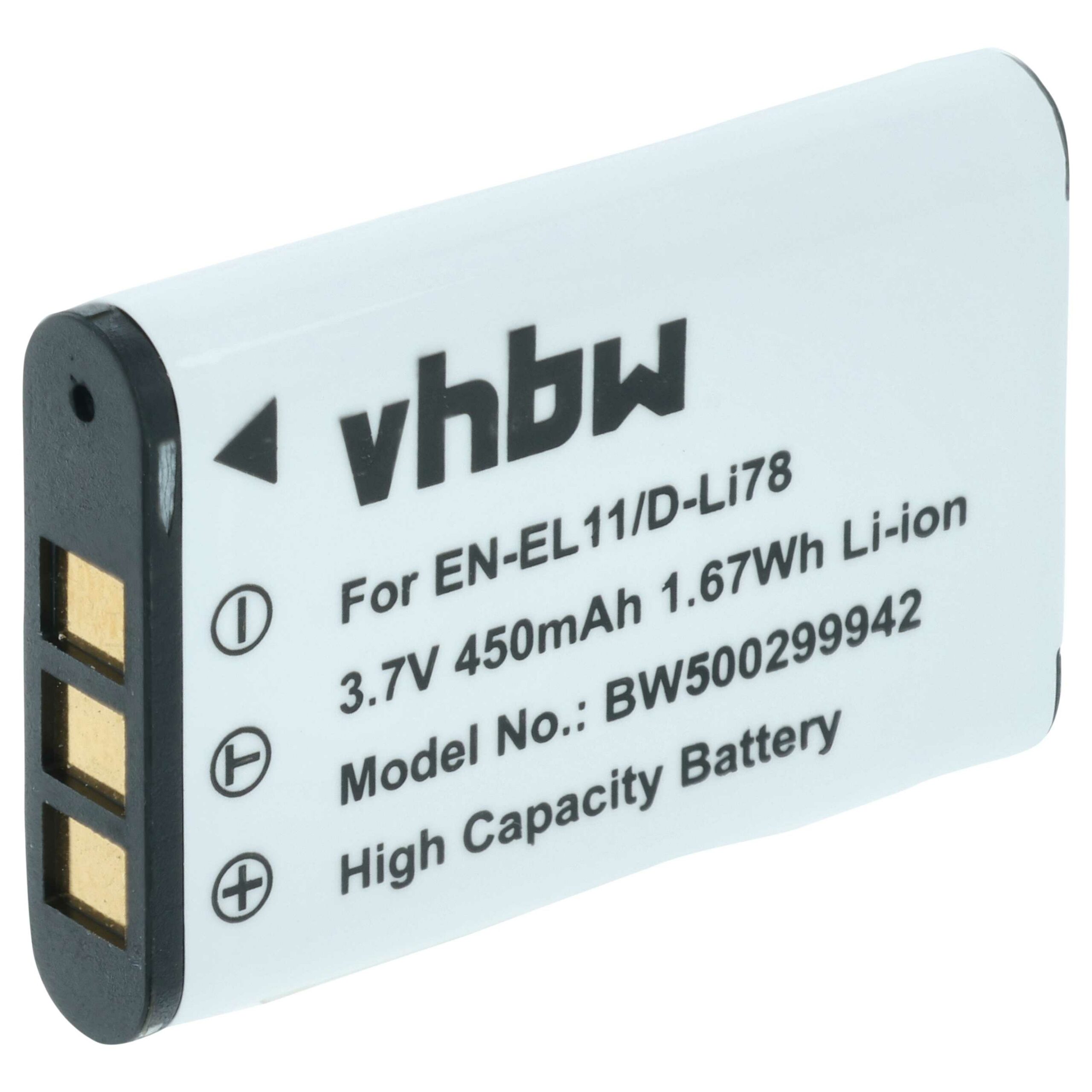 Bateria compatível Nikon EN-EL11 - 450mAh, 3.6V, Li-Ion vhbw