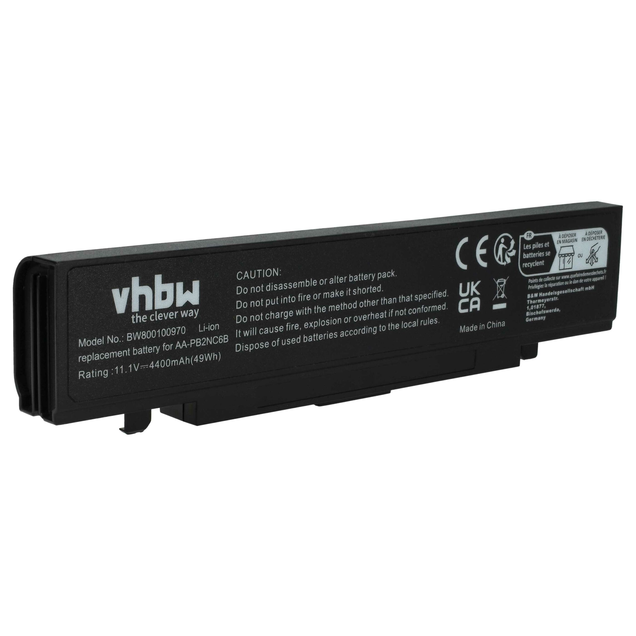 Bateria para Portátil Samsung compatível com AA-PB2NC6B/E - 4400 mAh 11.1 V Li-Ion Preta