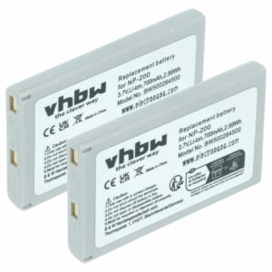 Bateria vhbw para Minolta NP-200 - 700 mAh 3.7 V Li-Ion (pack 2x)
