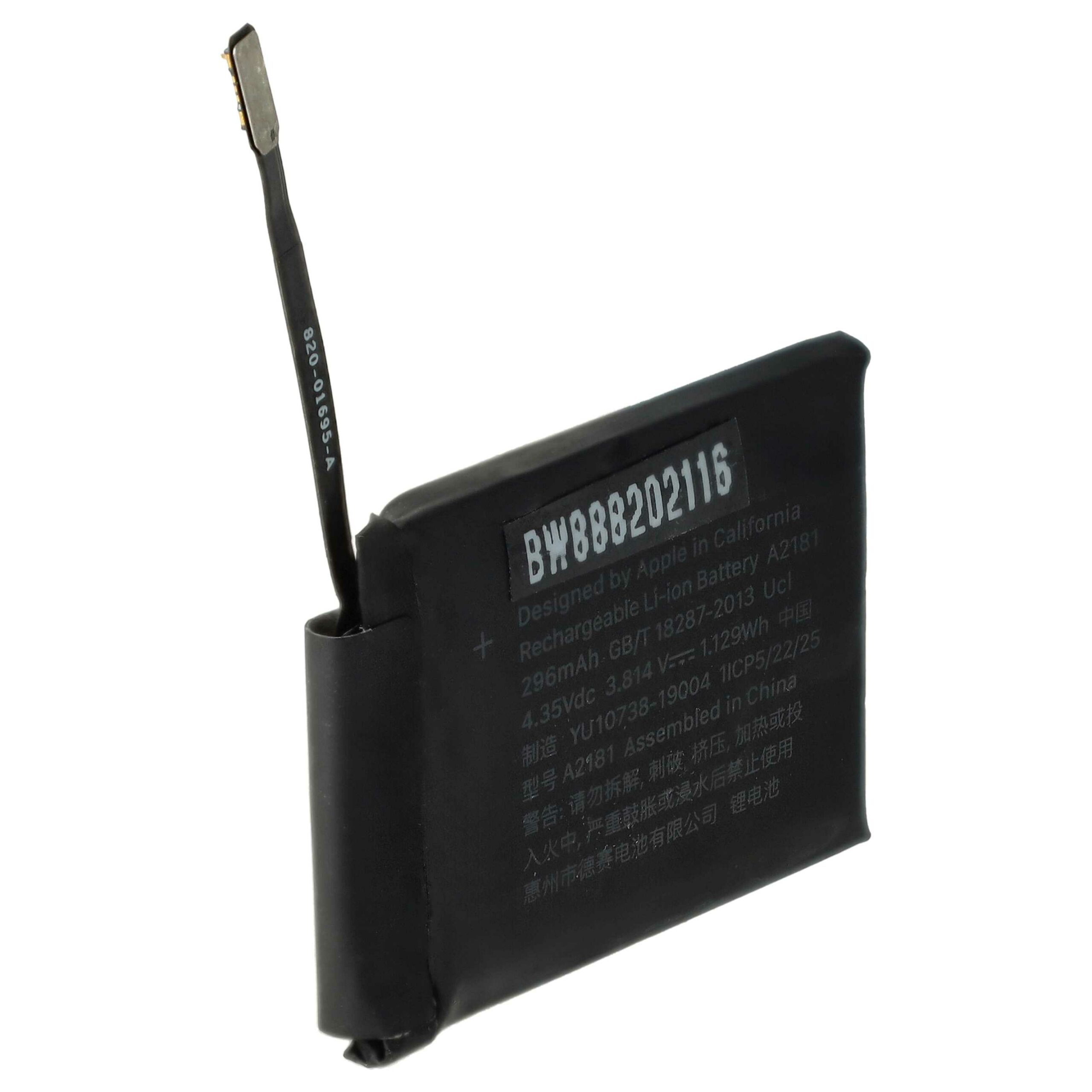 Bateria para Smartwatch Apple A2181 - 290 mAh 3.82 V Li-polímero vhbw