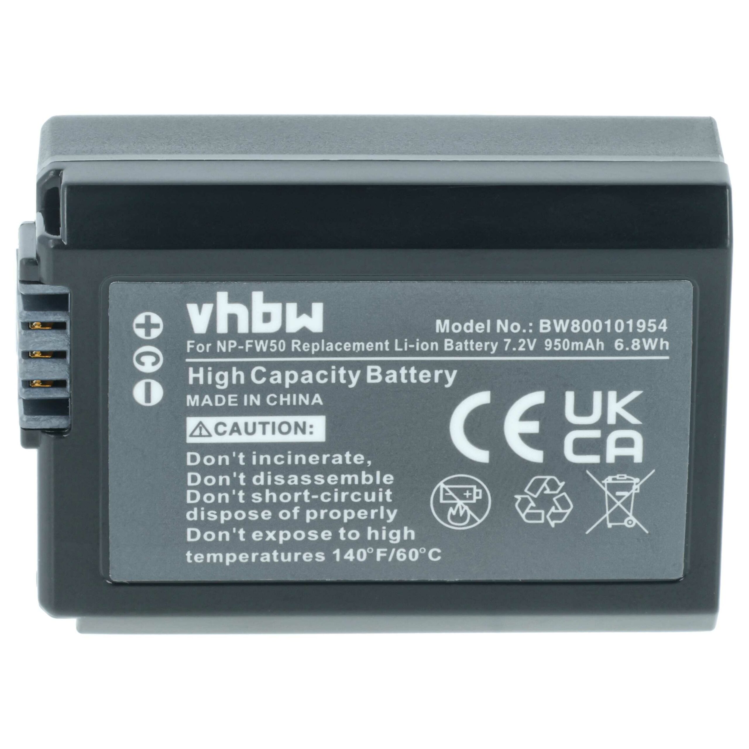 2x Bateria vhbw para Sony NP-FW50 - 950mAh, 7.2V, Li-Ion com Chip de Informação - Image 3