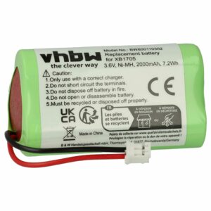 Bateria vhbw 2000mAh 3.6V NiMH compatível com Euro Pro (substitui XB1705)