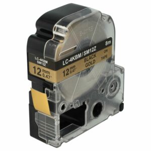 Fita de Etiquetas Compatível com Epson LC-4KBM - 12 mm Preto sobre Dourado