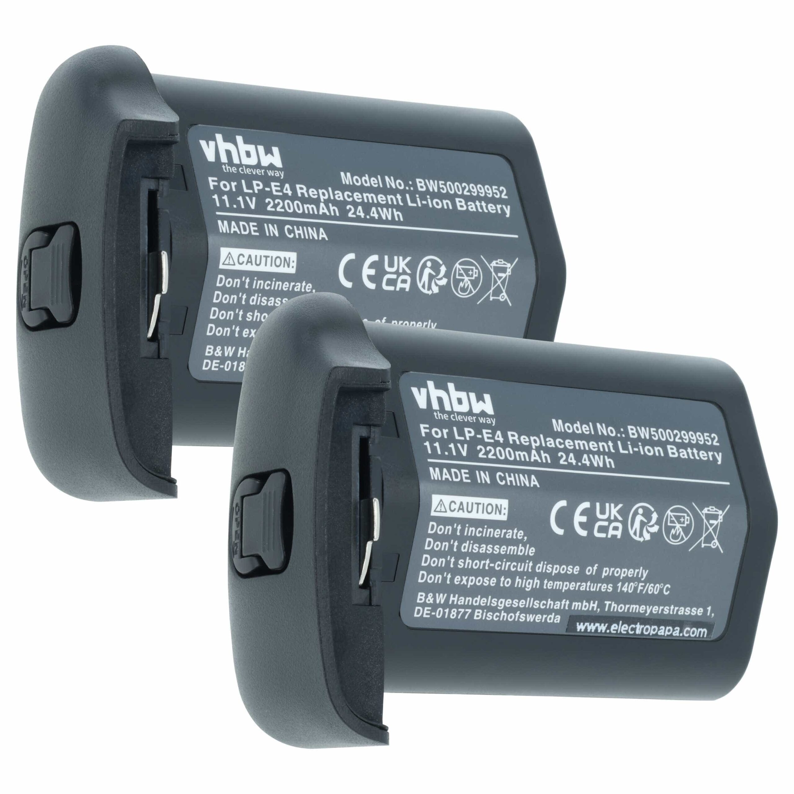 2x Bateria compatível Canon LP-E4N, LP-E4 - 2200mAh, 11.1V, Li-Ion vhbw