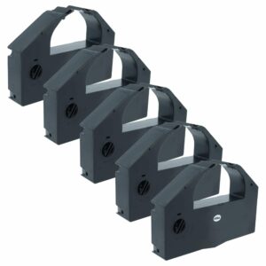 Pack 5x Fita Tintada Compatível Epson C13S015066, S015067 para Impressoras Matriciais e de Talões - Preta