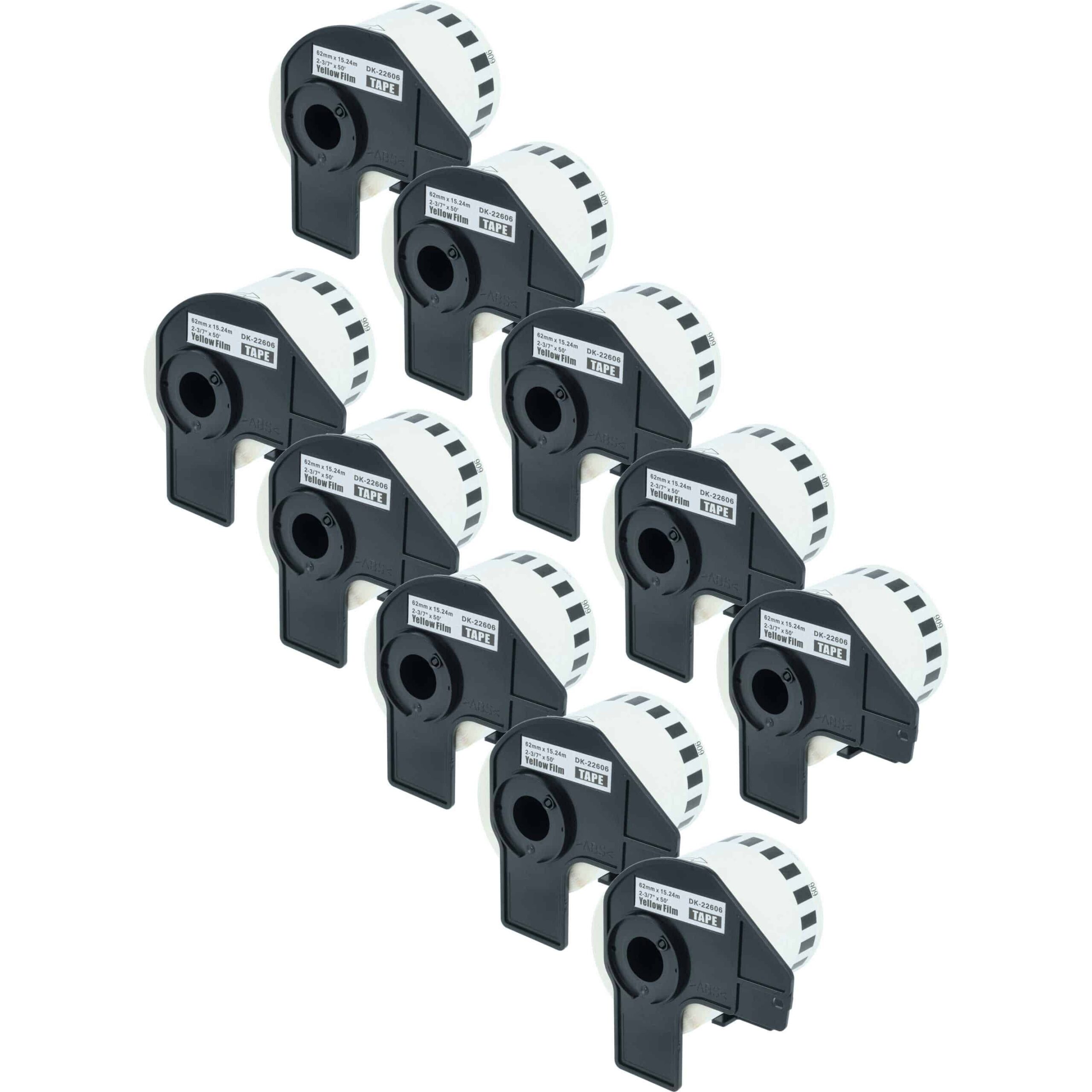 10x Rolo de Etiquetas Compatível com Brother DK-22606 - Premium 62 mm x 15.24 m + Suporte