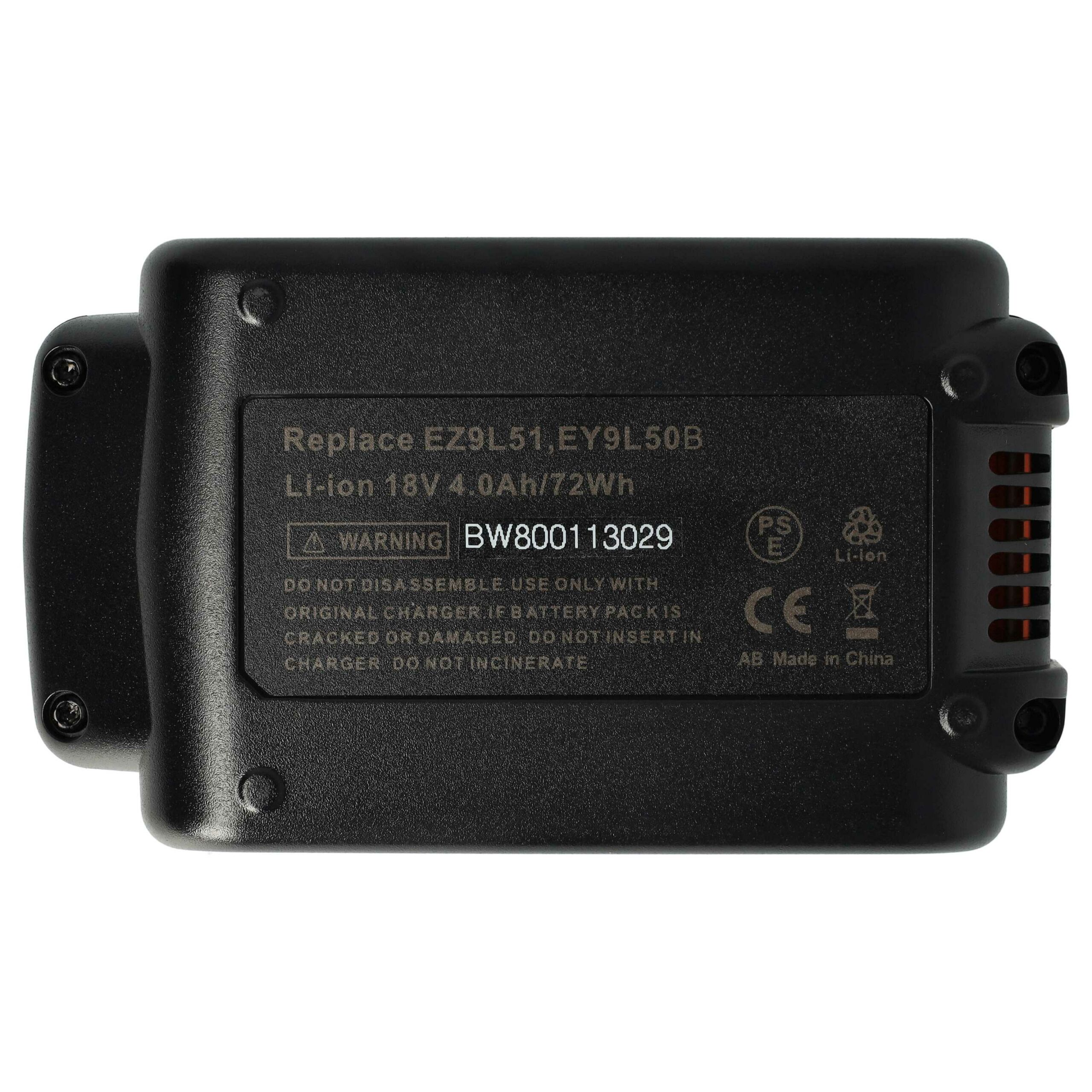 Bateria vhbw compatível com Panasonic EY9L51, EY9L50 - 18V, 4000 mAh, Li-Ion - Image 3