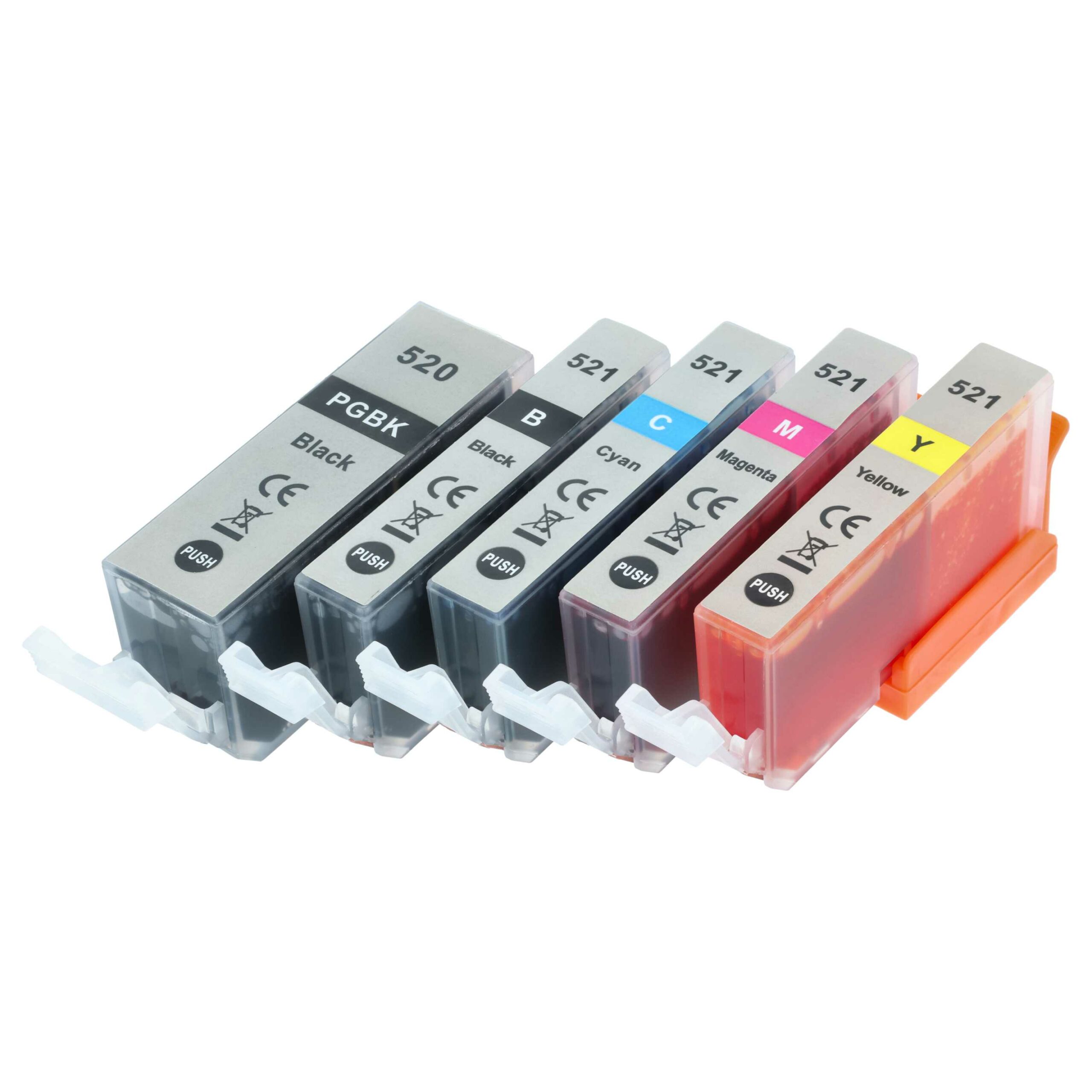 5 Cartuchos de Tinta vhbw compatíveis com Canon CLI-521BK, CLI-521C, CLI-521M - IP3600 (Preto, Ciano, Magenta, Amarelo + Preto Fotográfico)