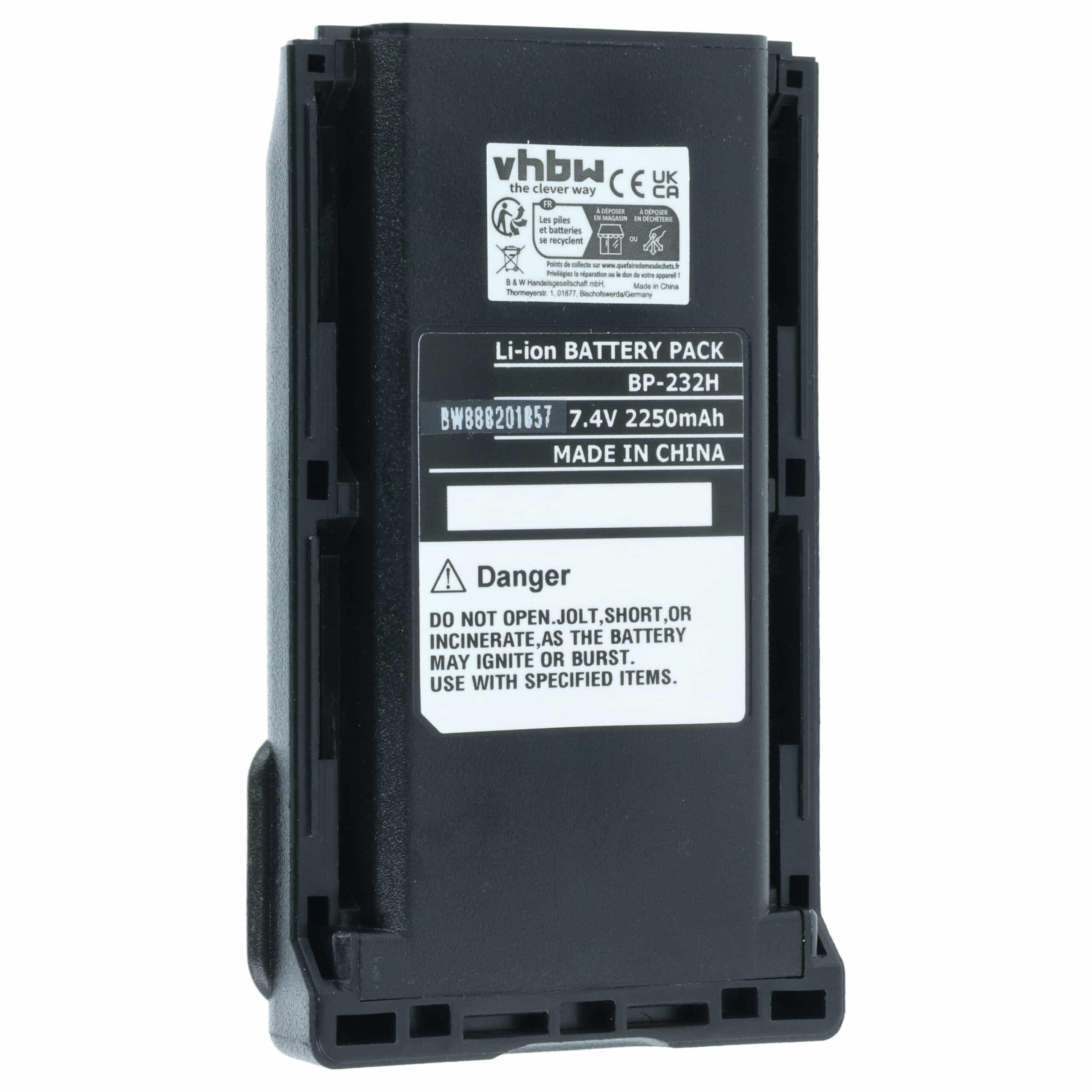 Bateria vhbw para rádio Icom BJ-2000, BP-232, BP-232H, BP-231, BP-231N, BP-230, BP-230N - 2250 mAh 7.2 V Li-Ion - Image 3