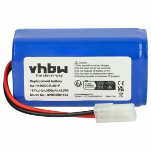 Bateria vhbw 3000mAh 14.4V Li-Ion para Panasonic, Phicomm, Xiaomi, Flyco e Robôs de Limpeza