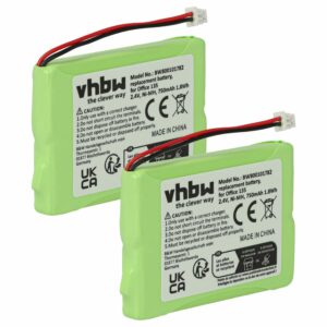 Bateria vhbw 2x 750 mAh 2.4V NiMH para Telefones Ascom - Referência 20328196BD