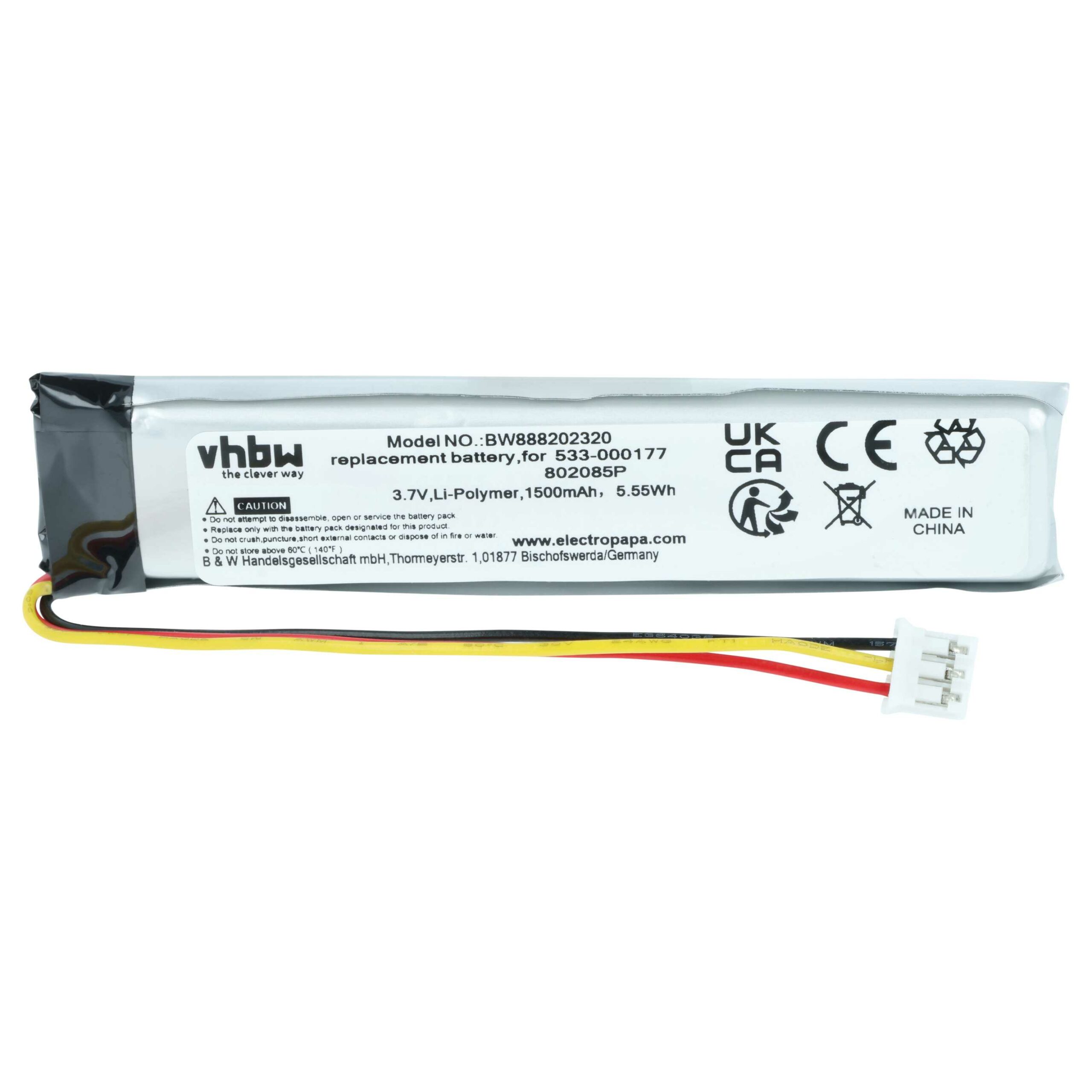 Bateria para Teclado Logitech sem fios vhbw 533-000177 - 1500 mAh 3.7 V Li-polímero - Image 3