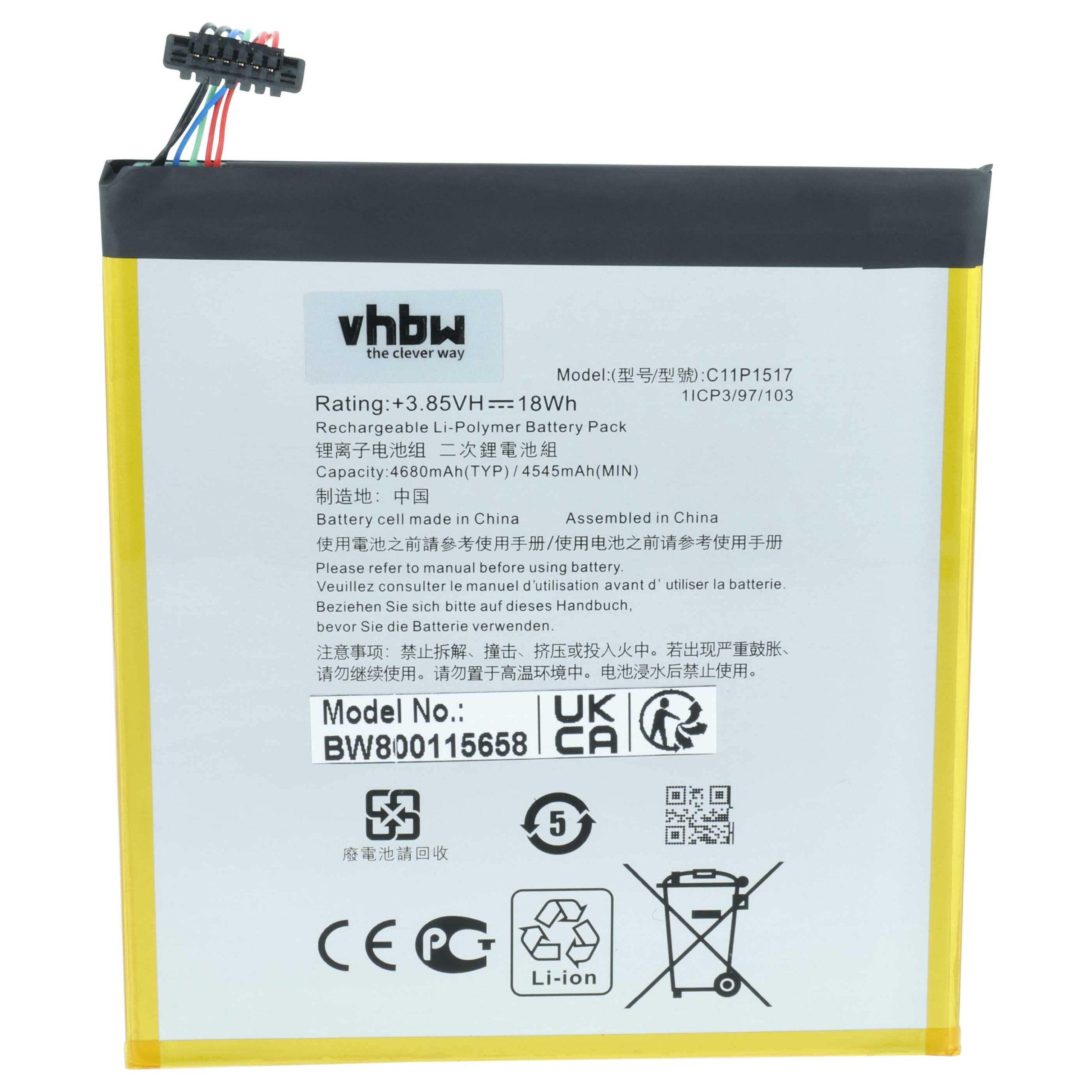 Bateria vhbw para Tablet Asus C11P1517 - 4650 mAh 3.85V Li-polímero - Image 3