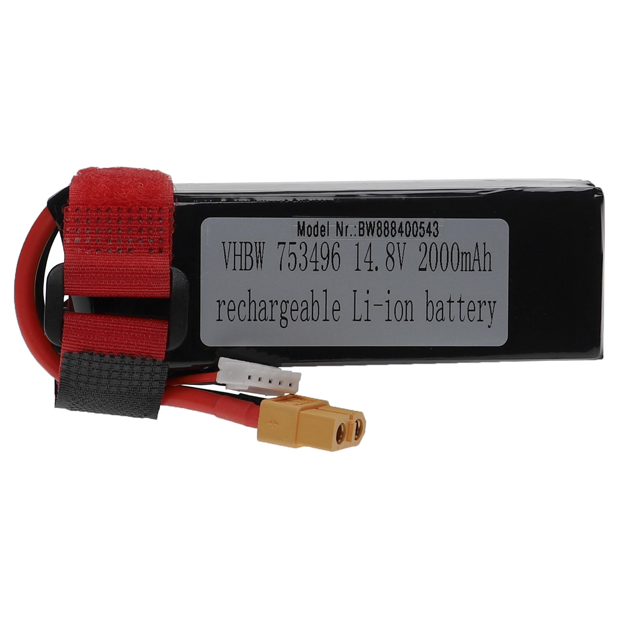 Bateria vhbw 2000 mAh 14.8V Li-polymer XT60 para Modelos Telecomandados