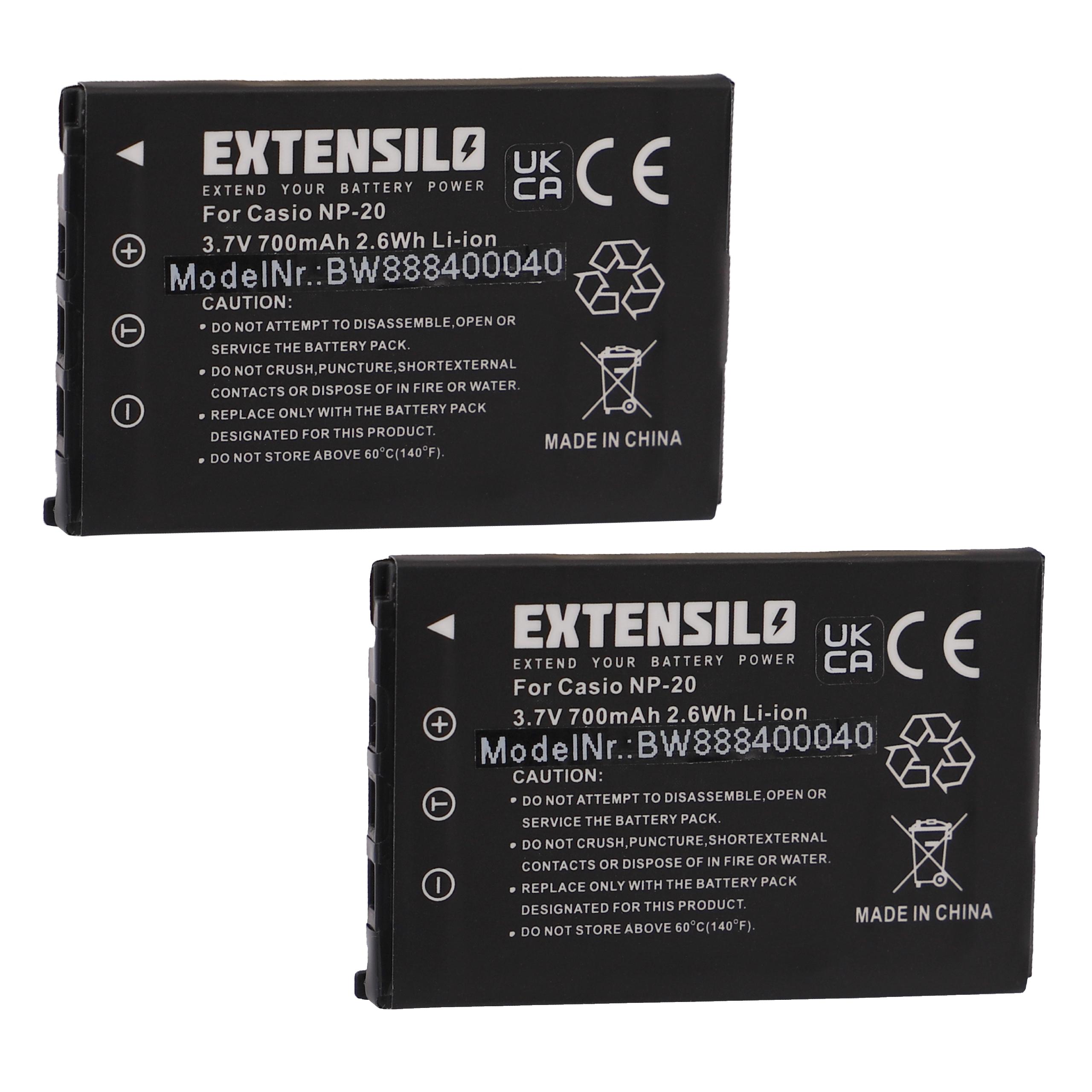 Bateria de Substituição EXTENSILO para Casio NP-20 - 700mAh, 3.7V, Li-Ion (Pack 2x) - Image 4