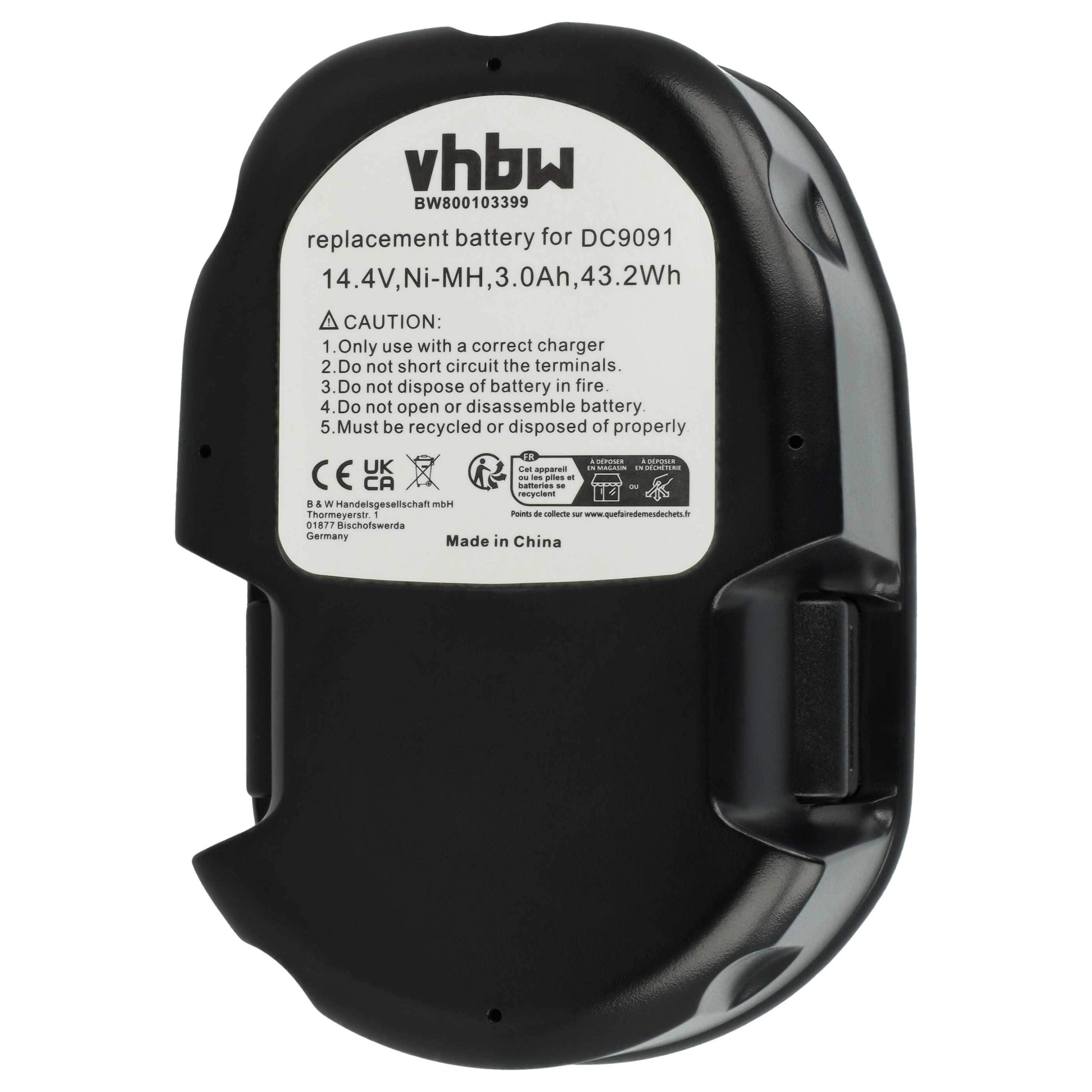 Bateria vhbw para Dewalt DE9092, DE9091, DE9094, DC9091, DE9038 - 3000 mAh, 14.4 V, NiMH - Image 3