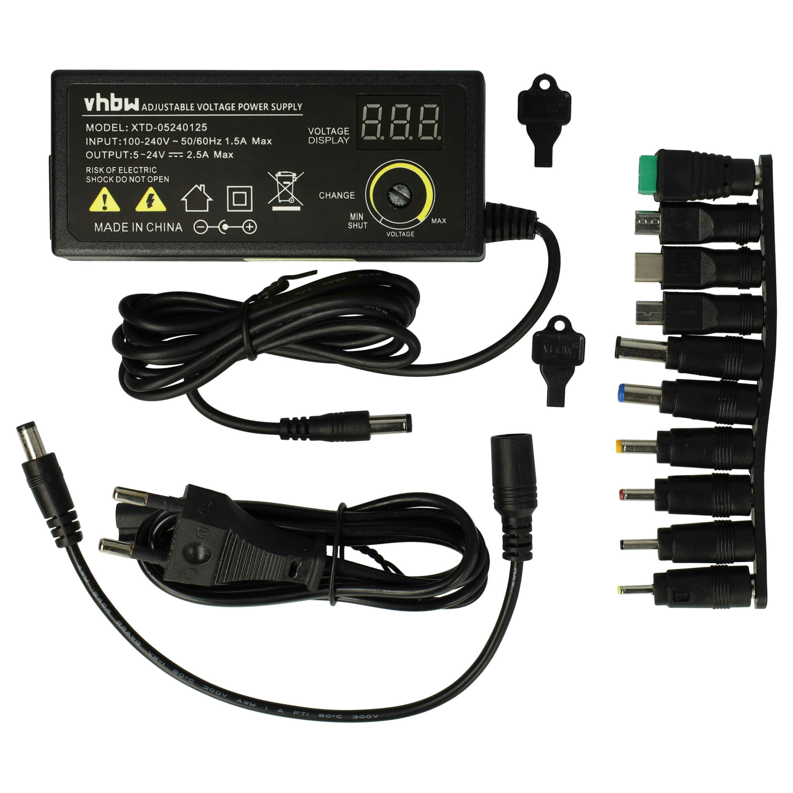 Adaptador de Alimentação Universal vhbw com 10 Conectores - 5 a 24 V
