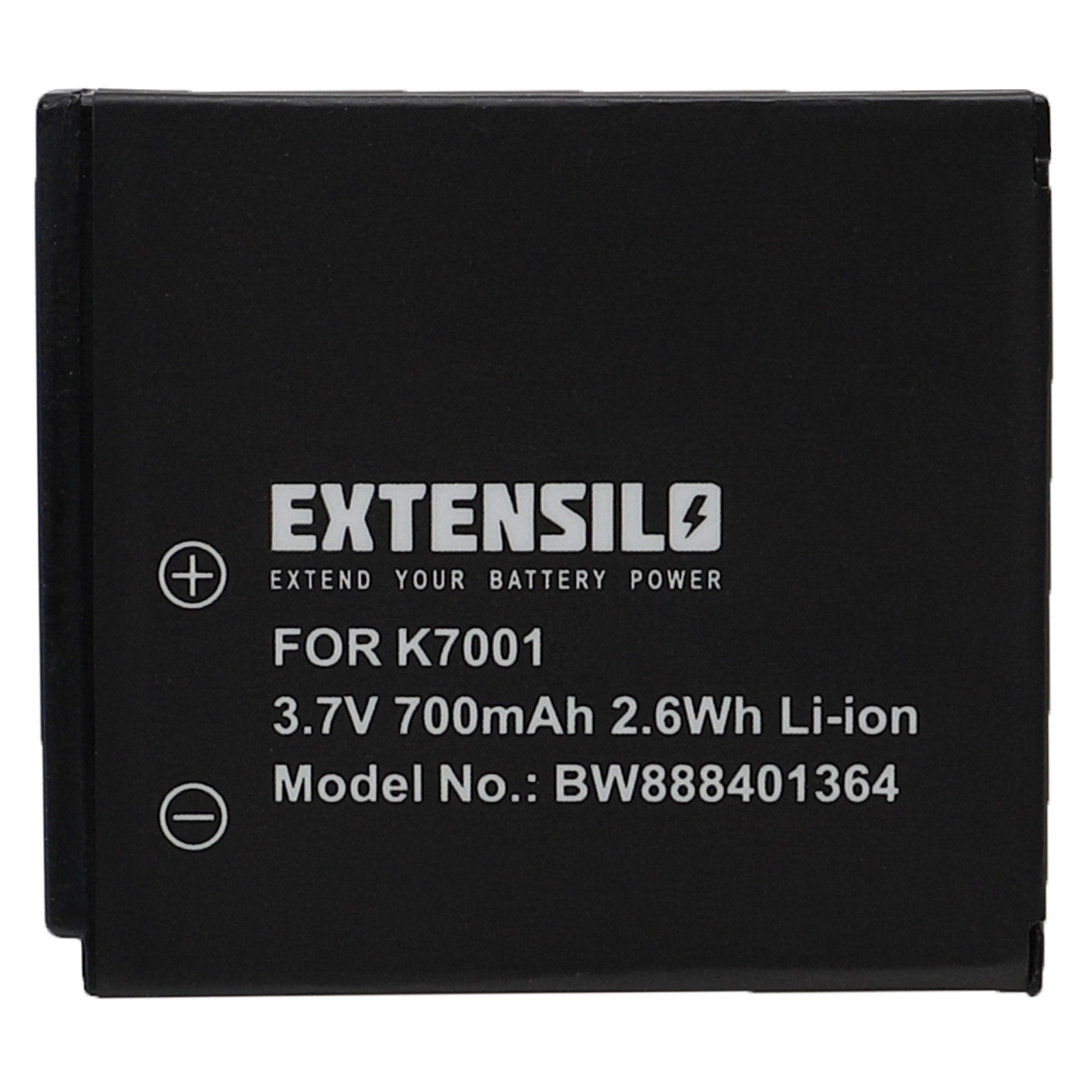 Bateria EXTENSILO para Kodak Klic 7001 - 700mAh, 3.7V, Li-Ion