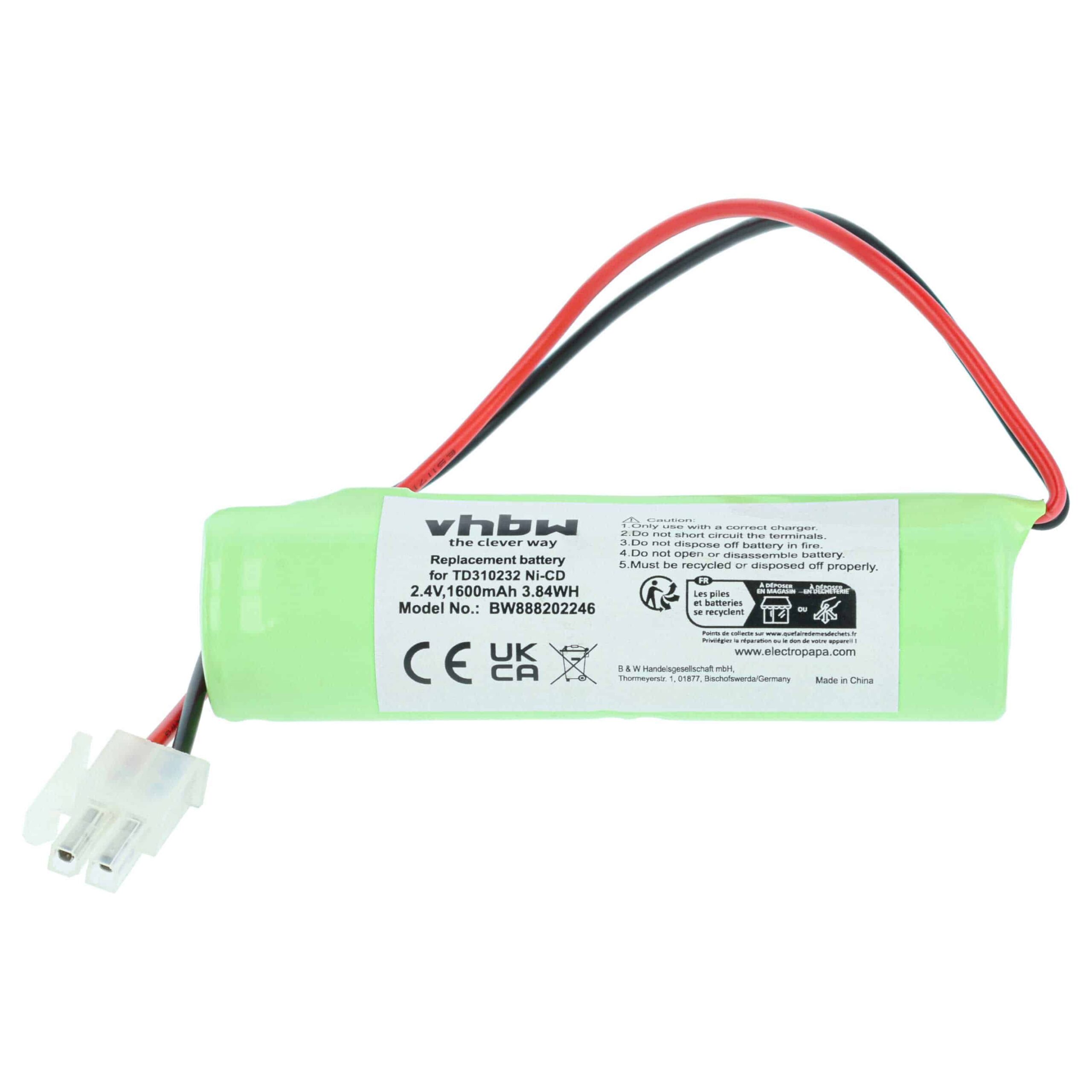 Bateria de Emergência Compatível com Schneider TD310232 - 1600 mAh 2.4 V NiCd vhbw - Image 3