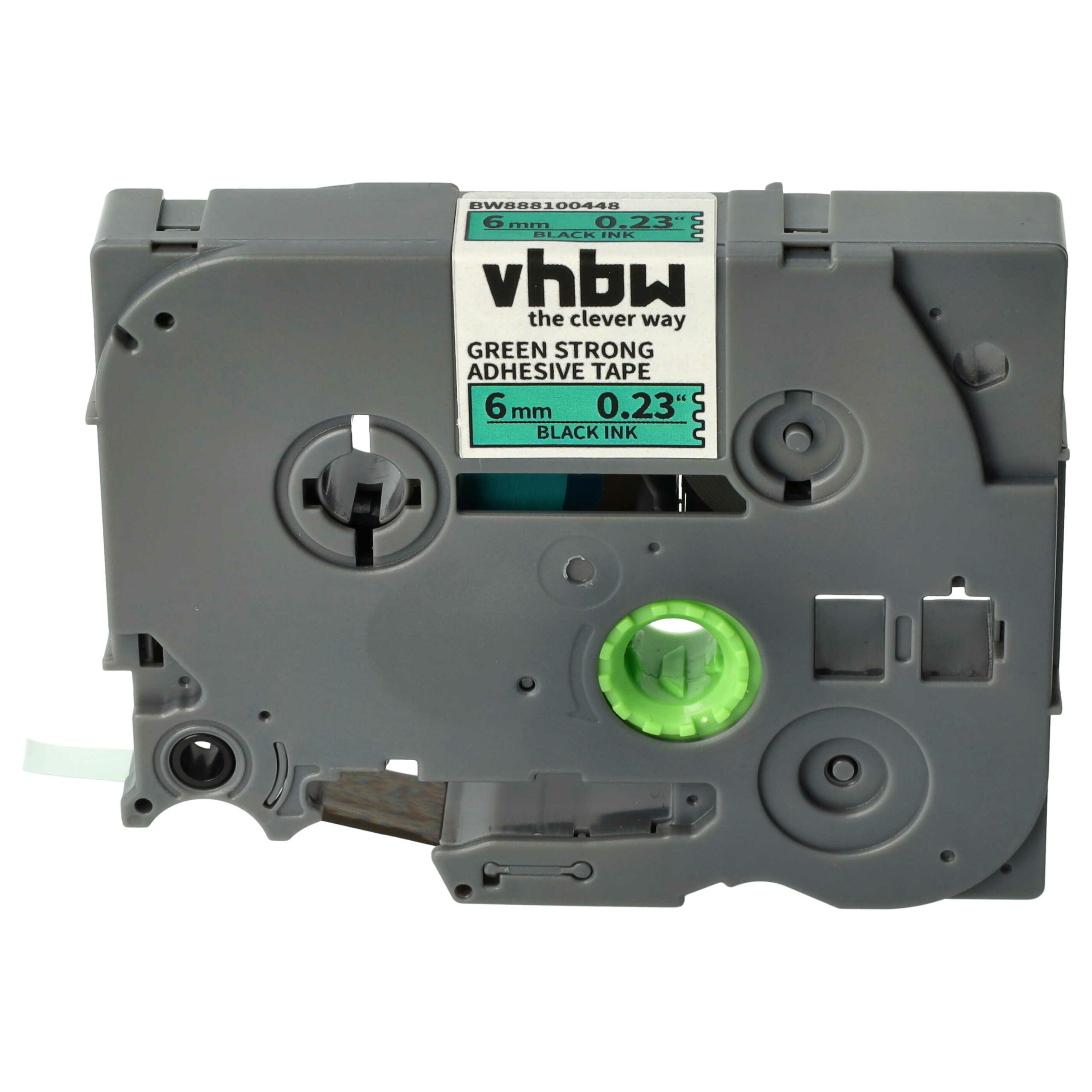 Fita de Etiquetas vhbw Compatível com Brother TZE-S711 - 6 mm Preto sobre Verde, Extra Resistente
