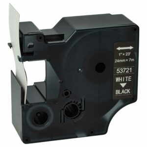 Fita de Etiquetas compatível com Dymo D1 53721 - 24 mm Branco em Preto