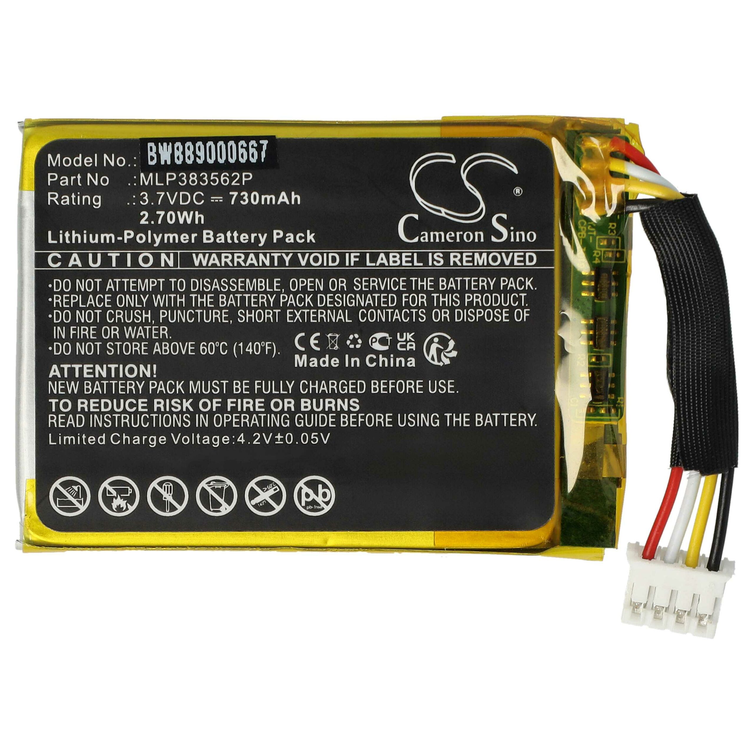 Bateria compatível com JBL Go 3 MLP383562P - Li-polymer 800 mAh