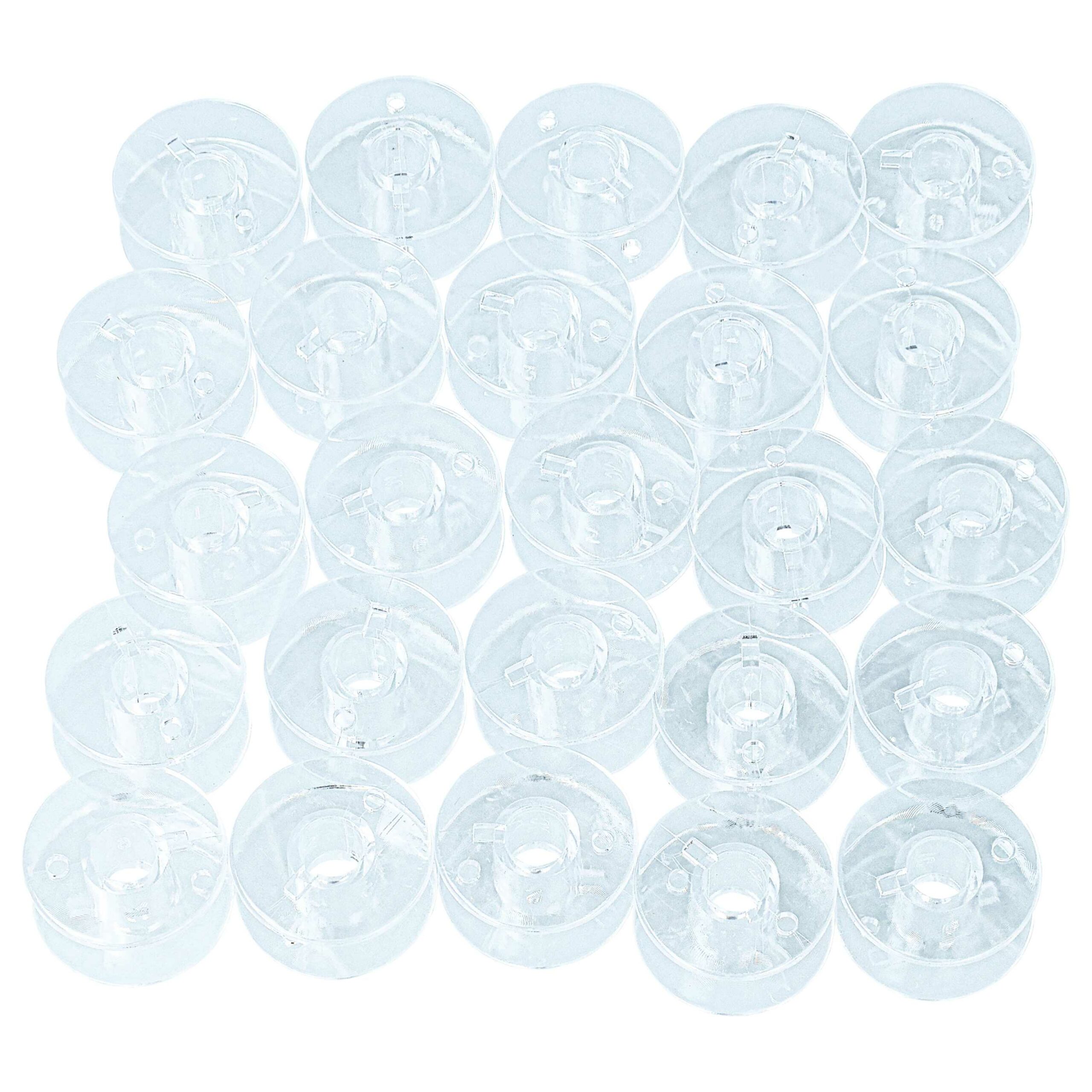 Conjunto de 25 Bobinas de Linha Inferior para Máquinas de Costura Singer, Privileg, Victoria, Toyota - Transparente