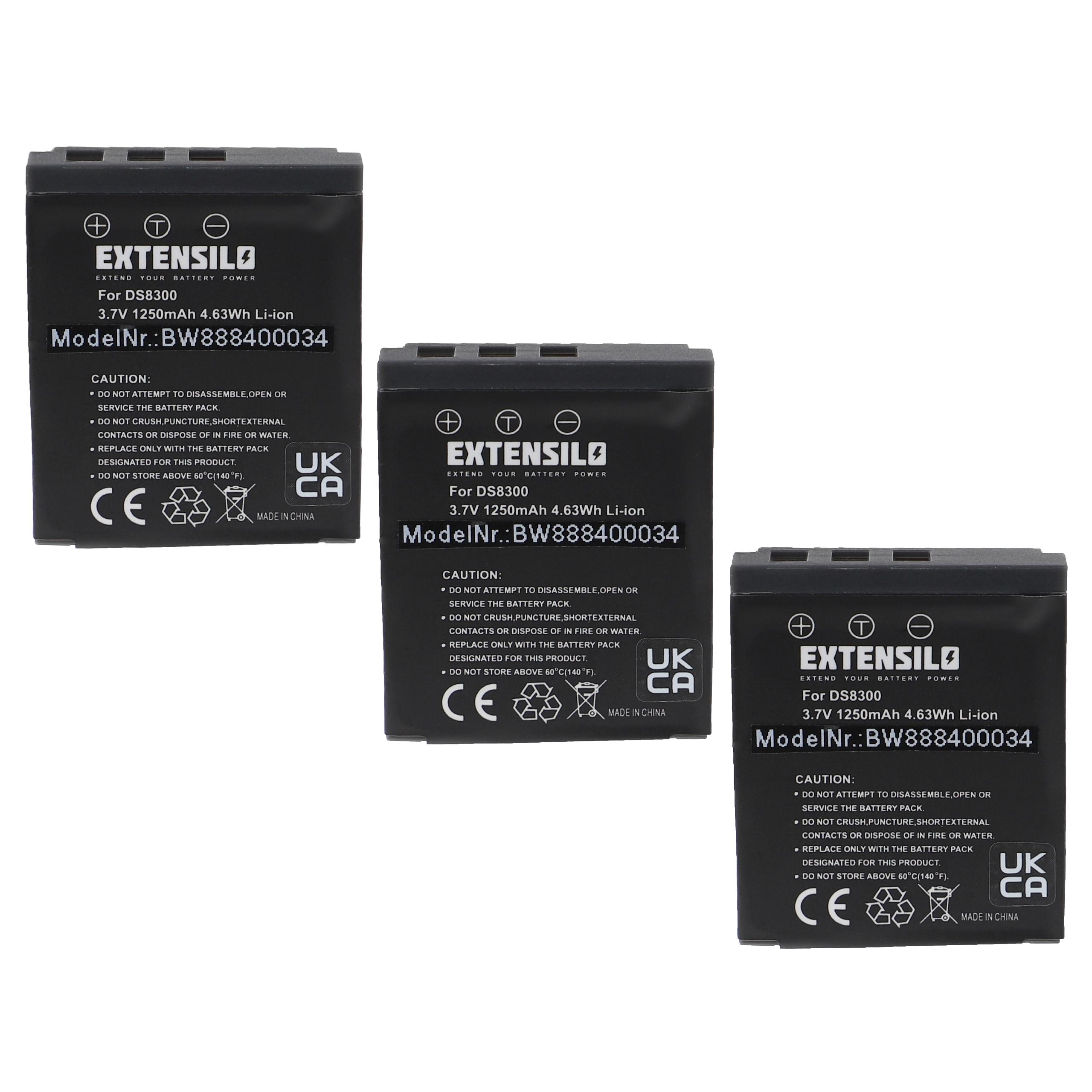 Pack de 3 Baterias EXTENSILO 1250mAh 3.7V Li-Ion para Câmaras (02491-0045-00, 02491-0028-05, 02491-0028-01, 02491-0028-00) - Image 4