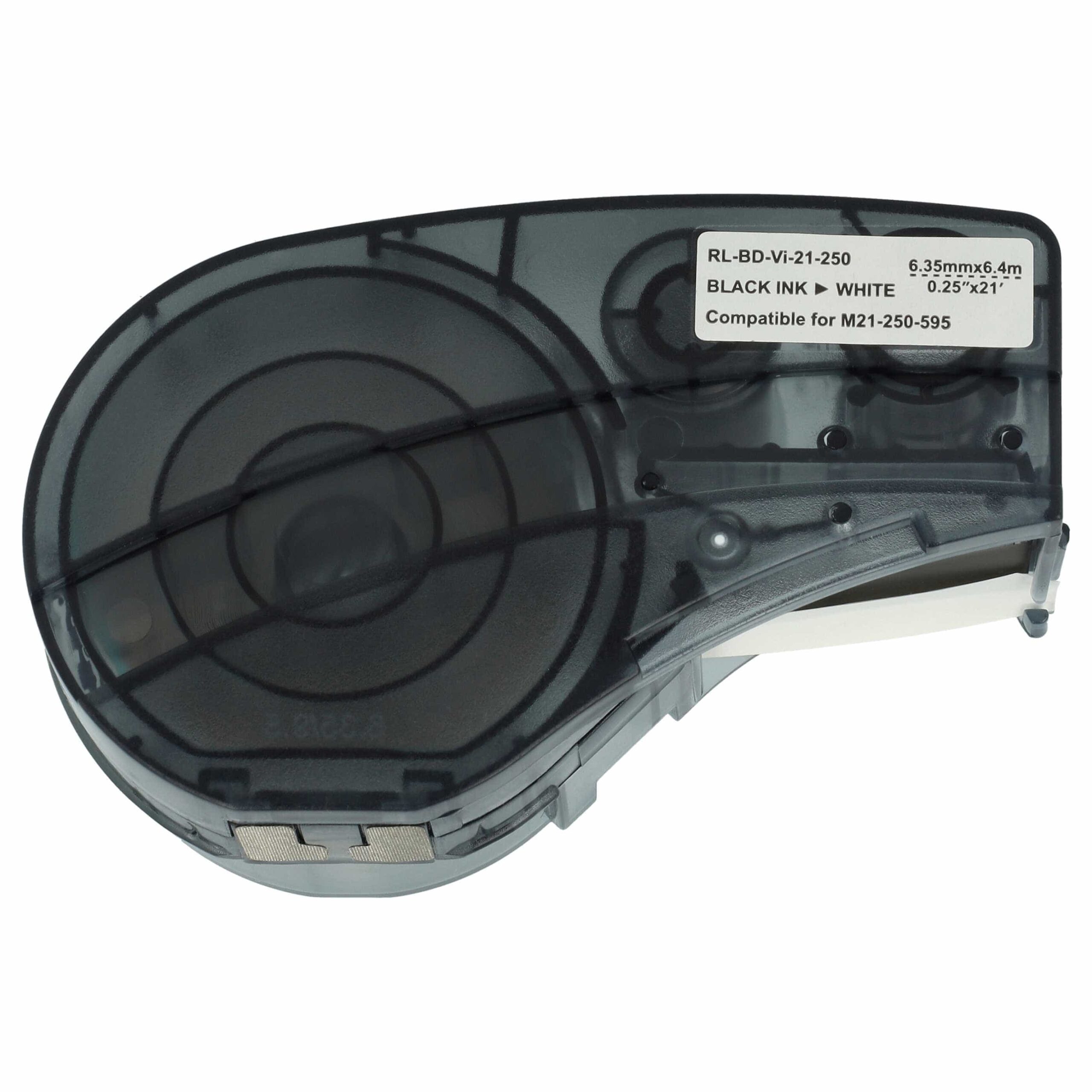 5x Fita de Etiquetas Compatível Brady M21-250-595-WT - 6.35 mm Preto sobre Branco, Vinil - Image 3